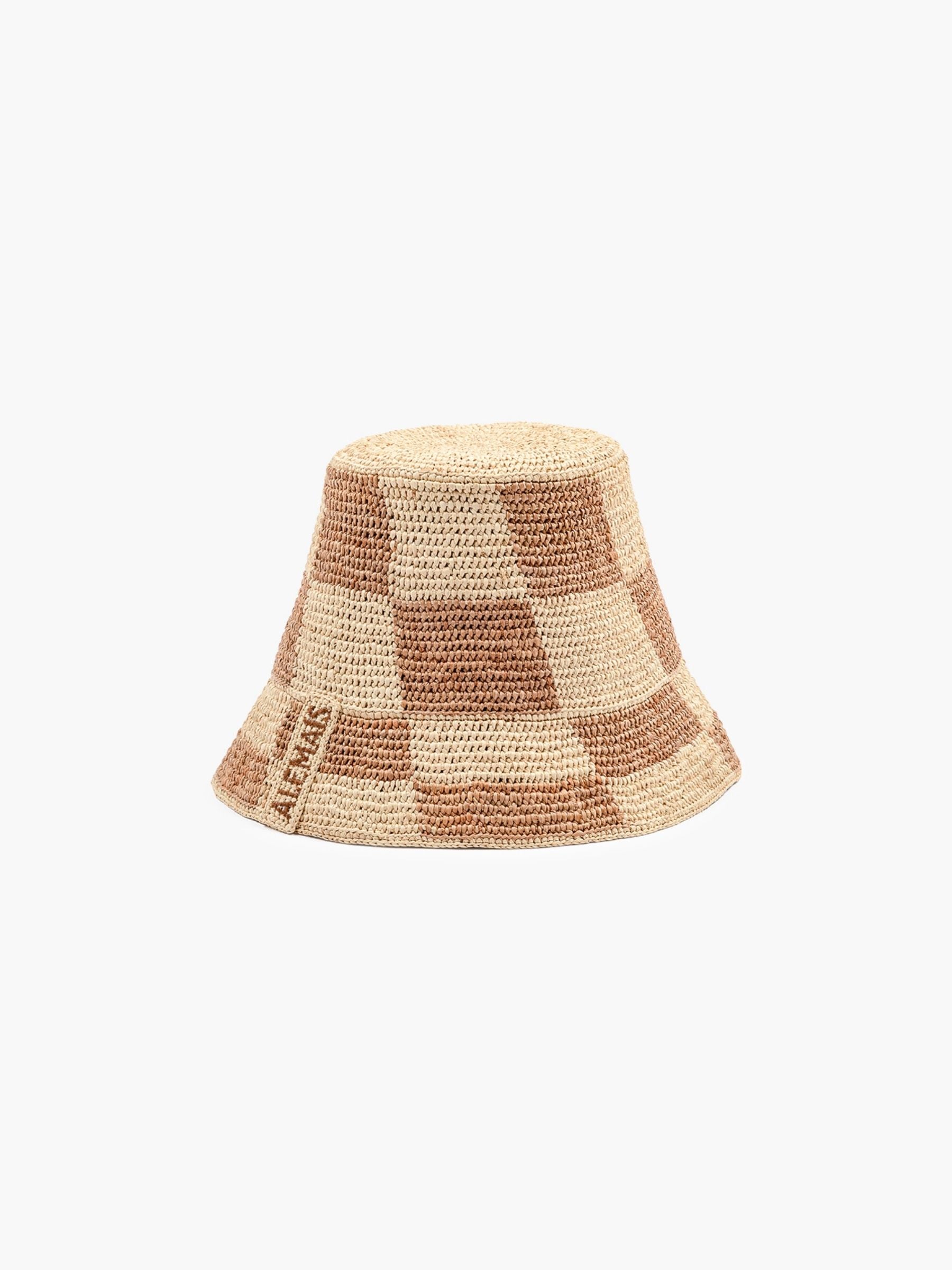 Alemais x LRNCE Michelle Raffia Checked Bucket Hat Multi