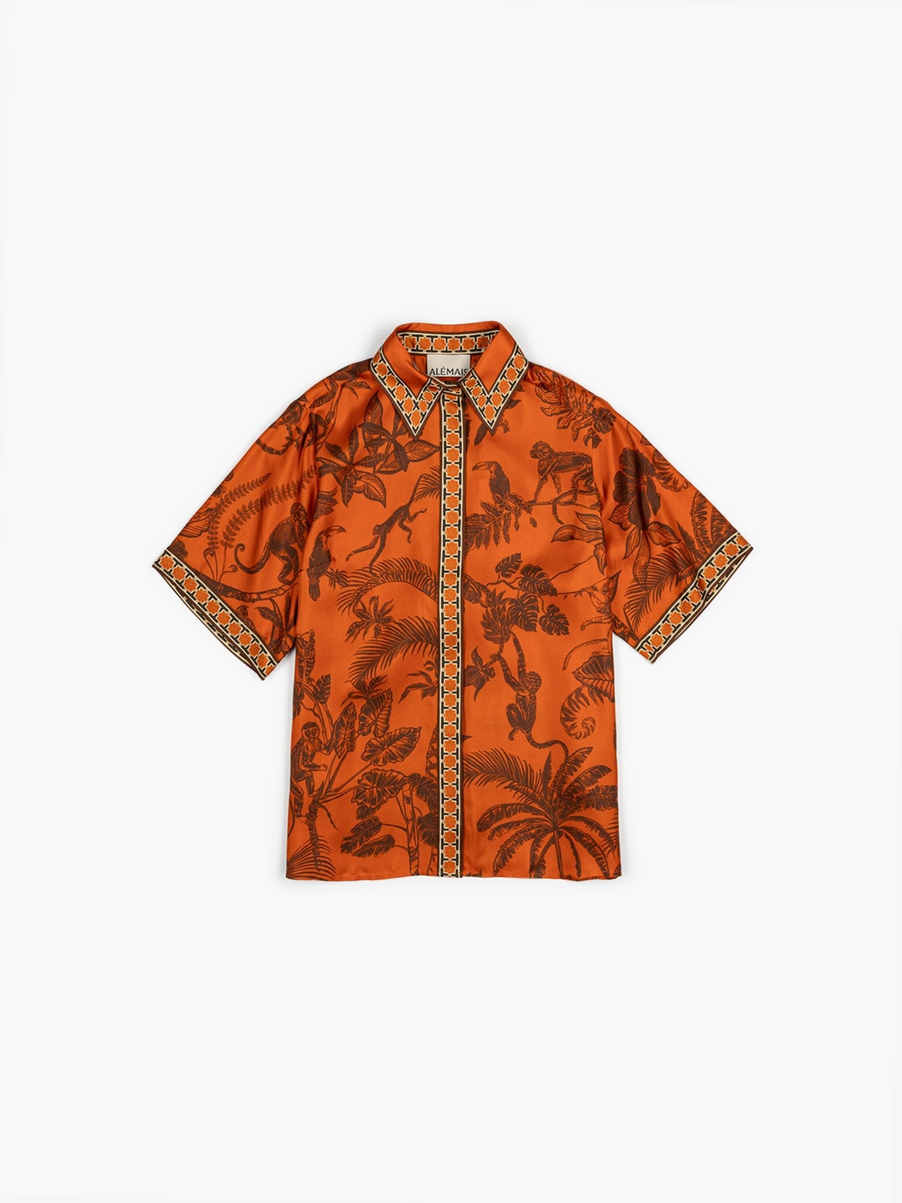 Alemais Monkey Dance Silk Shirt Rust