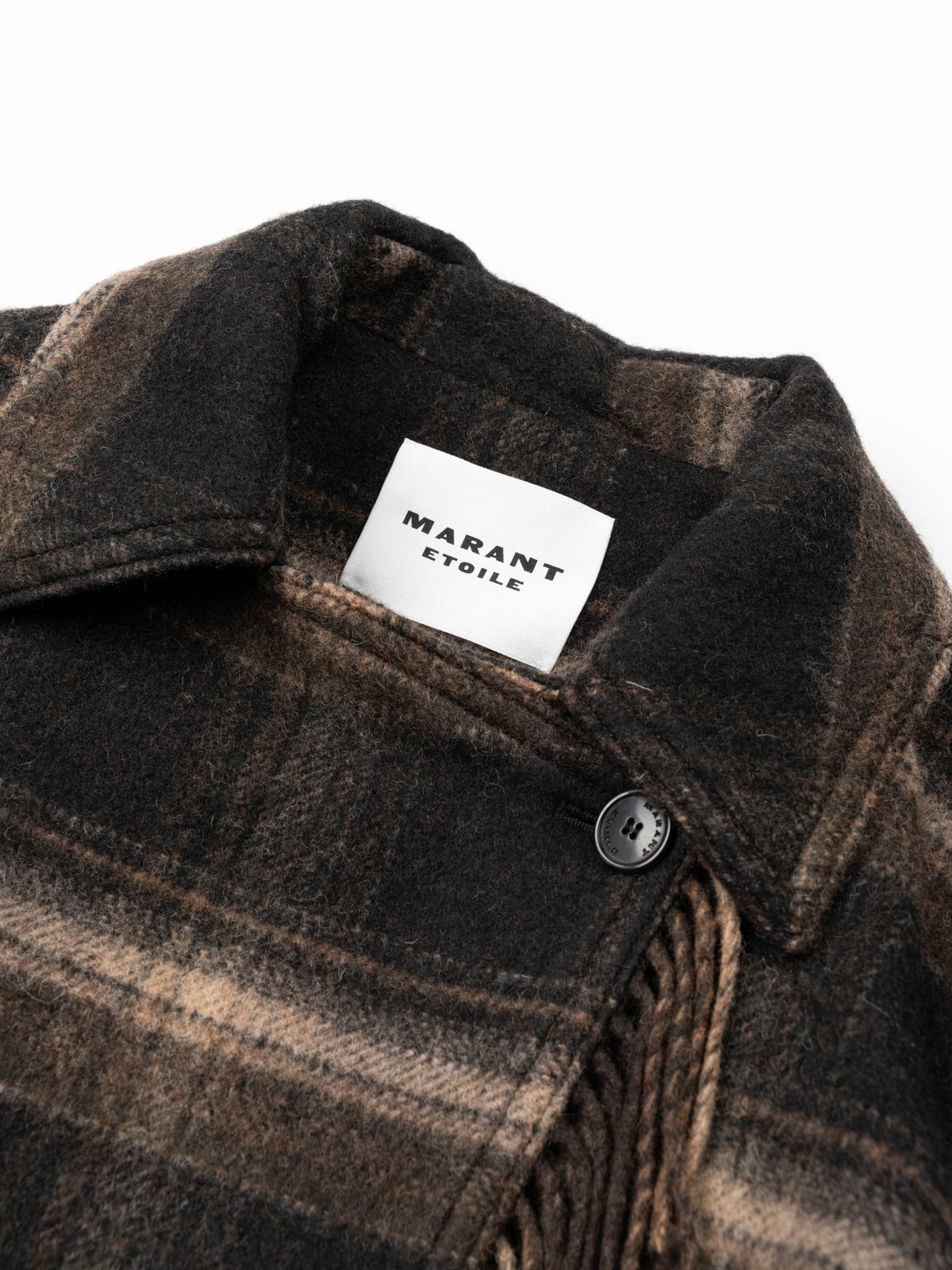 Isabel Marant Etoile Galeane Fringed Check Jacket Black Khaki