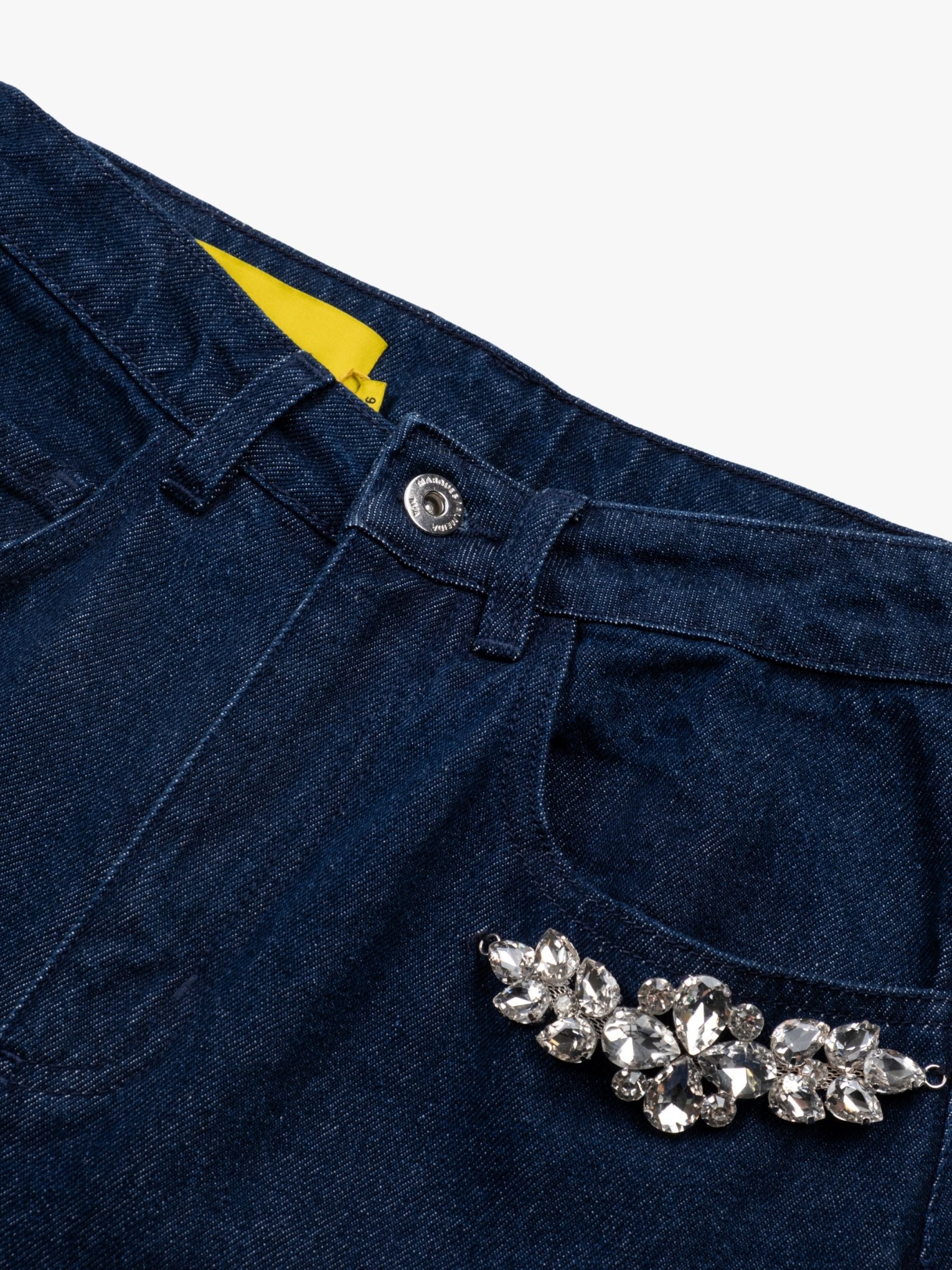 Marques Almeida Indigo Embellished Boyfriend Jeans Blue