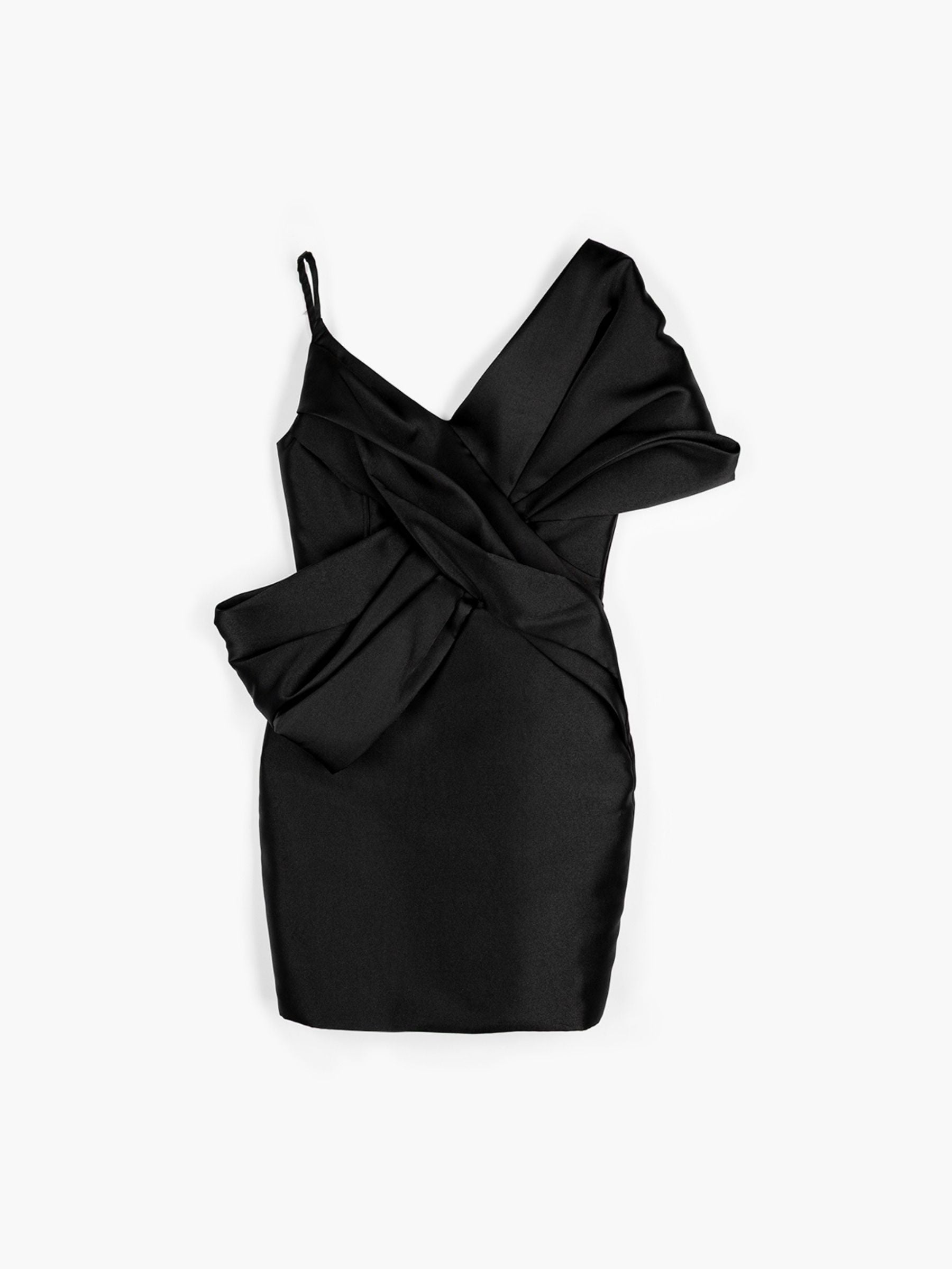 Marques Almeida Heavy Satin Mini Bow Dress Black