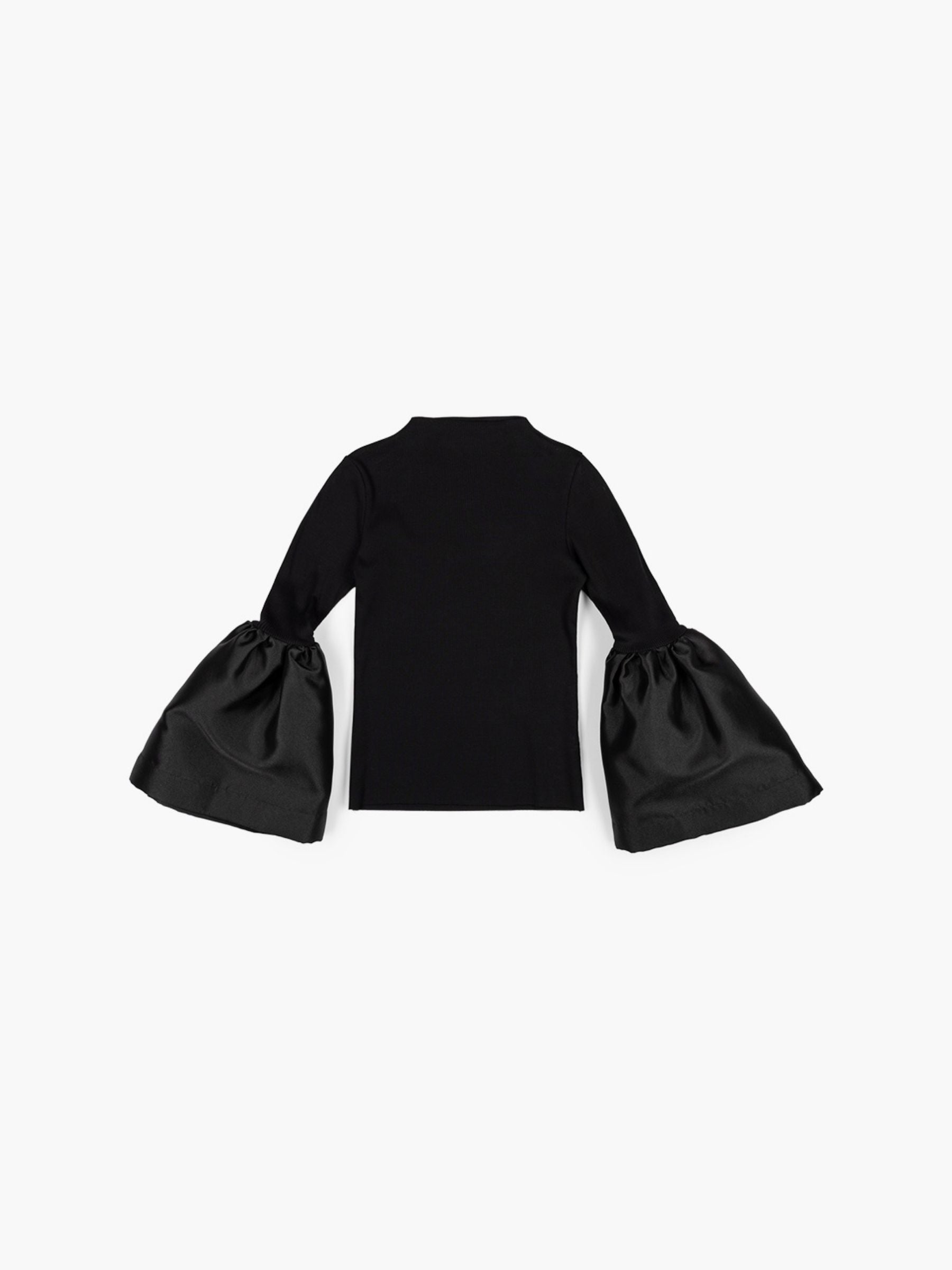 Marques Almeida Heavy Satin Rib Jersey Puff Sleeve Top Black
