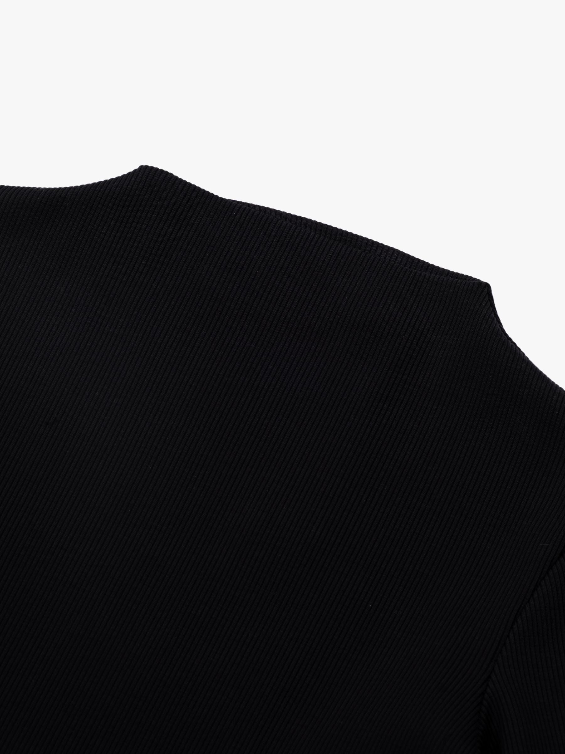 Marques Almeida Heavy Satin Rib Jersey Puff Sleeve Top Black