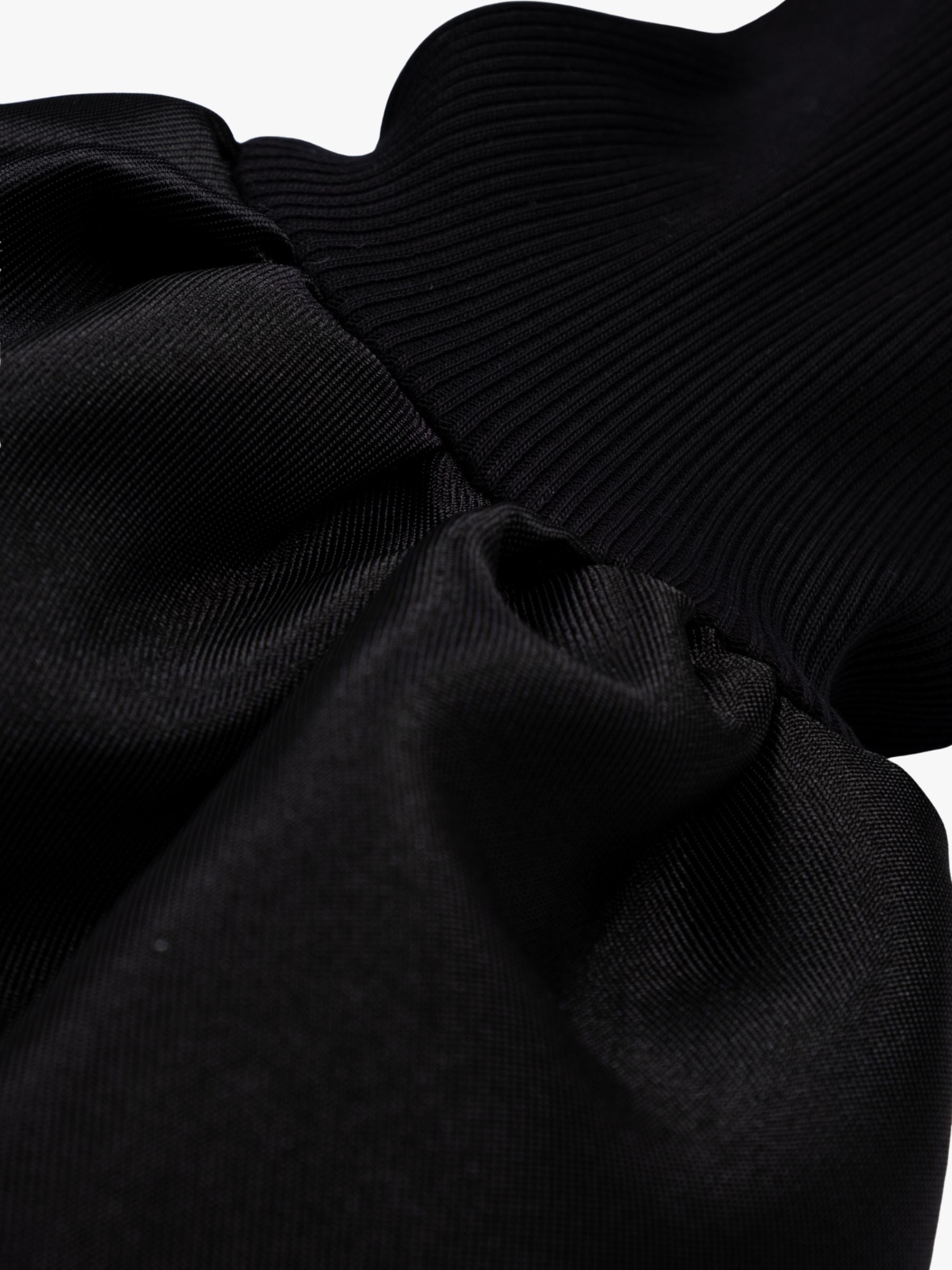 Marques Almeida Heavy Satin Rib Jersey Puff Sleeve Top Black