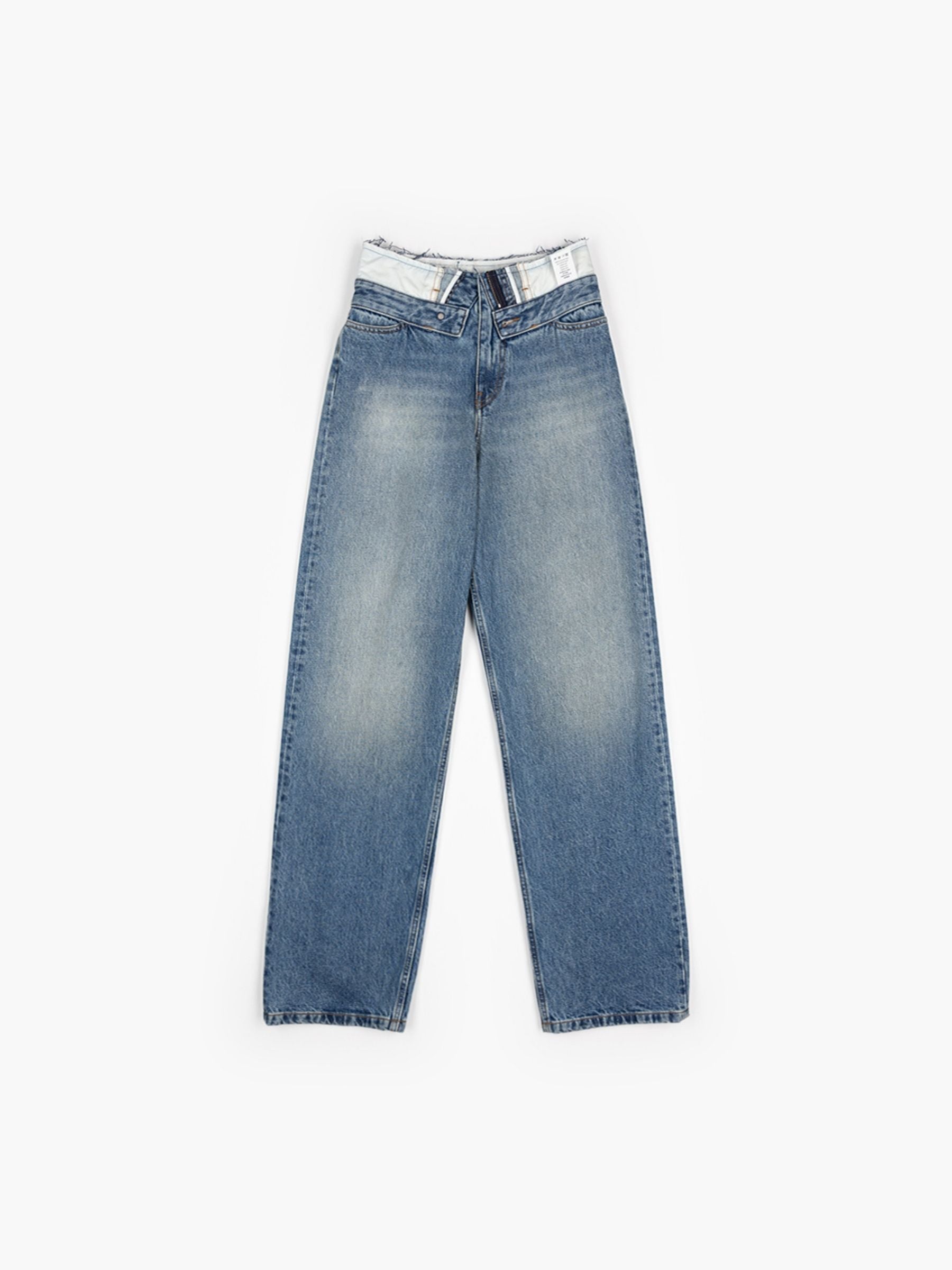 MM6 Maison Margiela Folded Over Waist Denim Pants blue