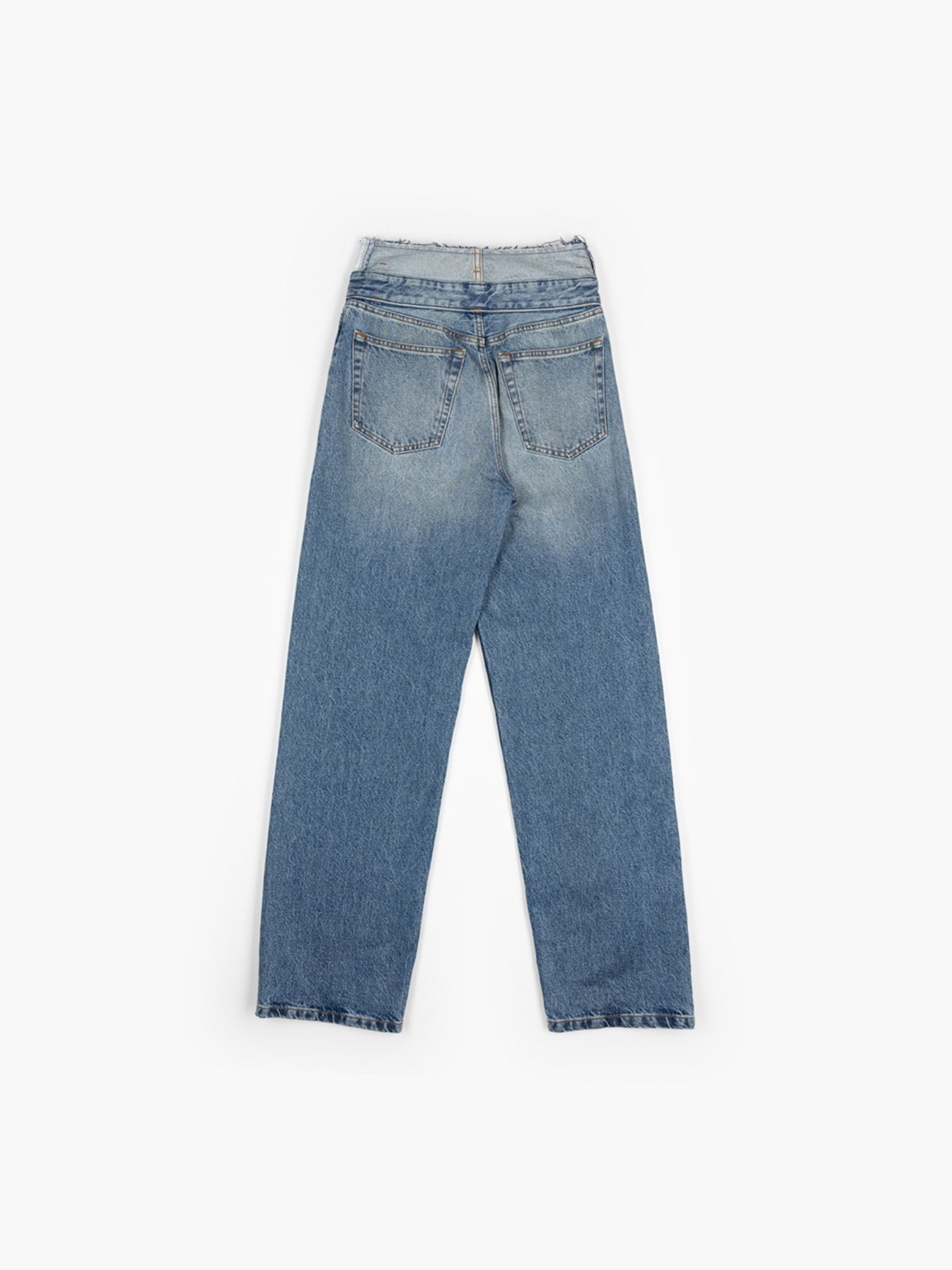 MM6 Maison Margiela Folded Over Waist Denim Pants blue