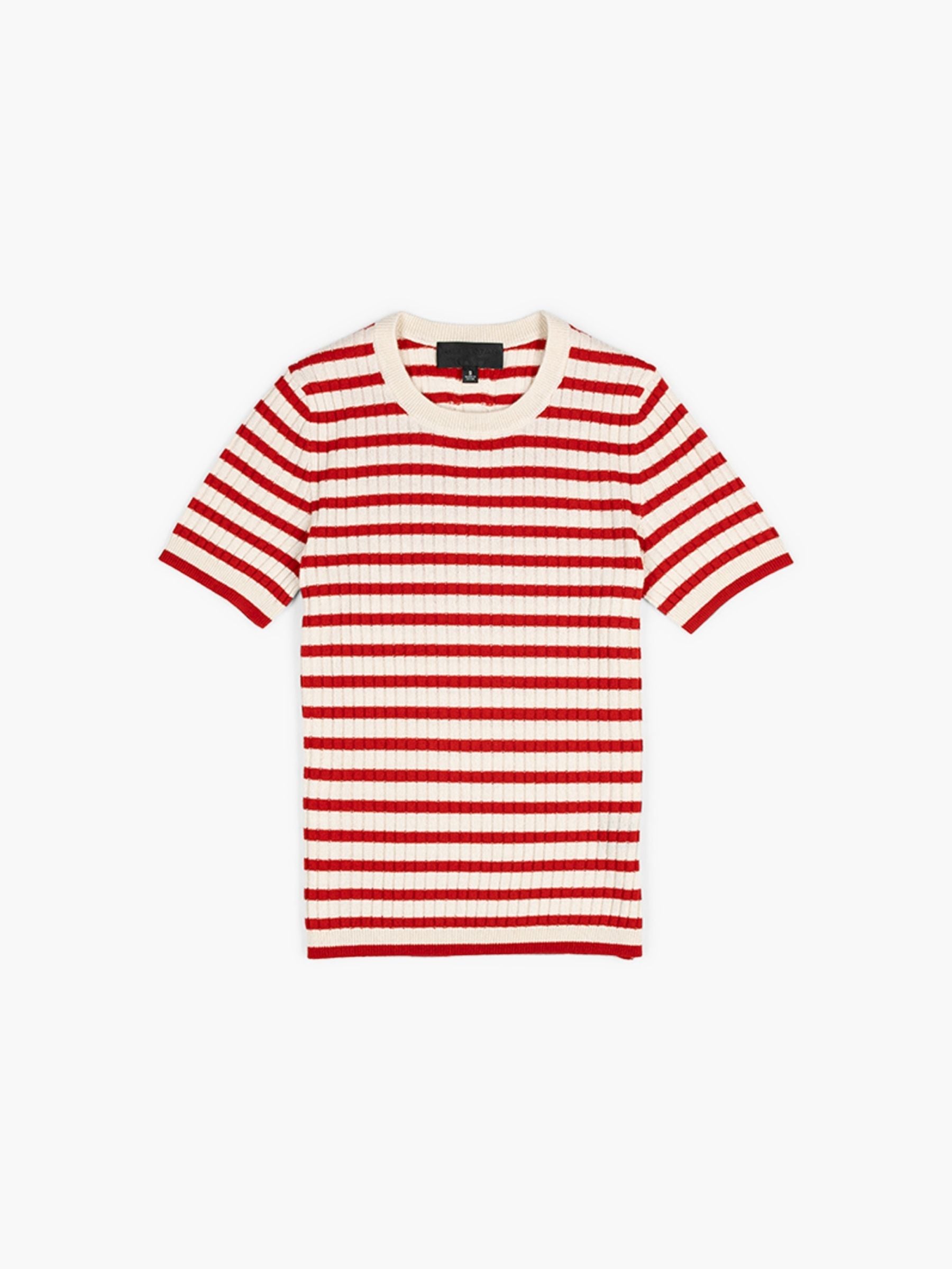 Nili Lotan Alita Stripe Sweater Top Ivory Red Stripe