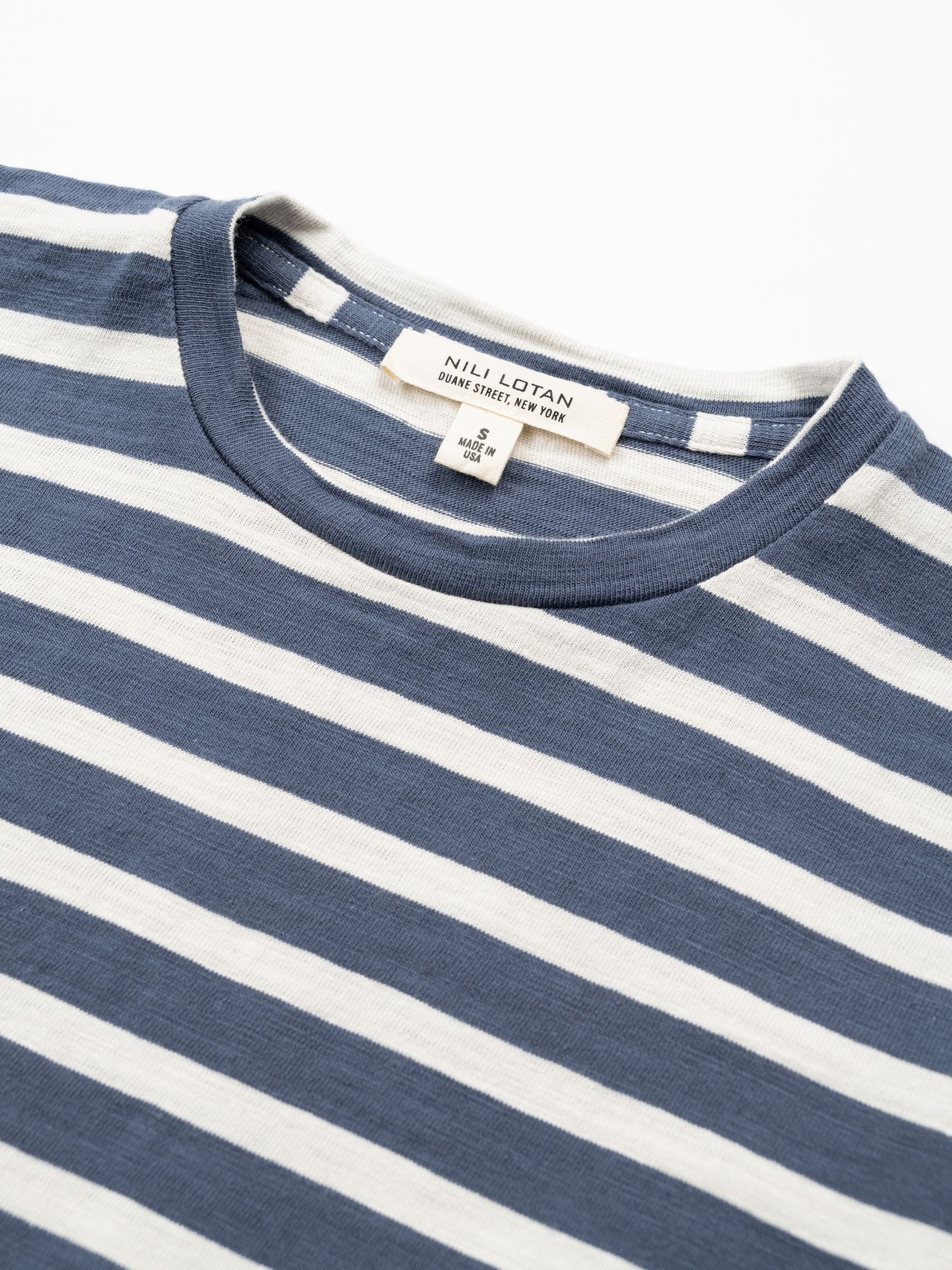 Nili Lotan Lana Crewneck Tee French Blue Off White Stripes