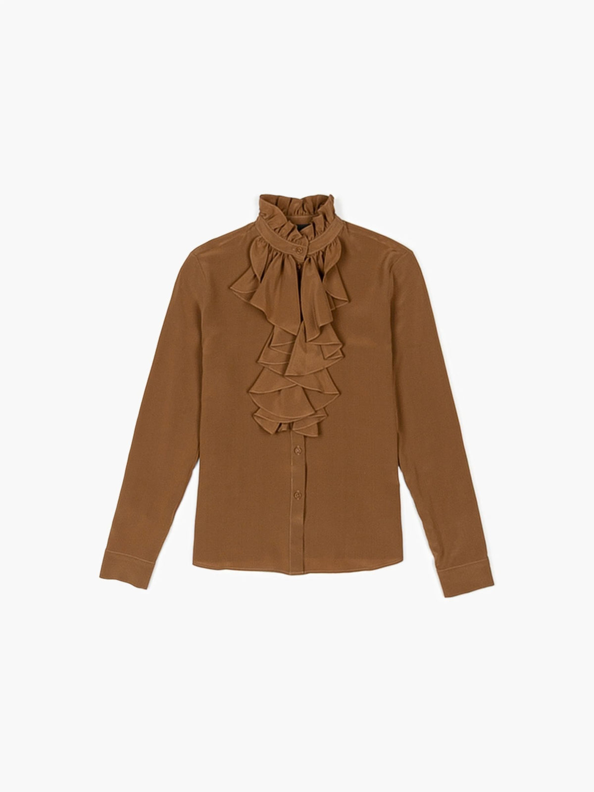 Nili Lotan Lily Volant Blouse Cognac