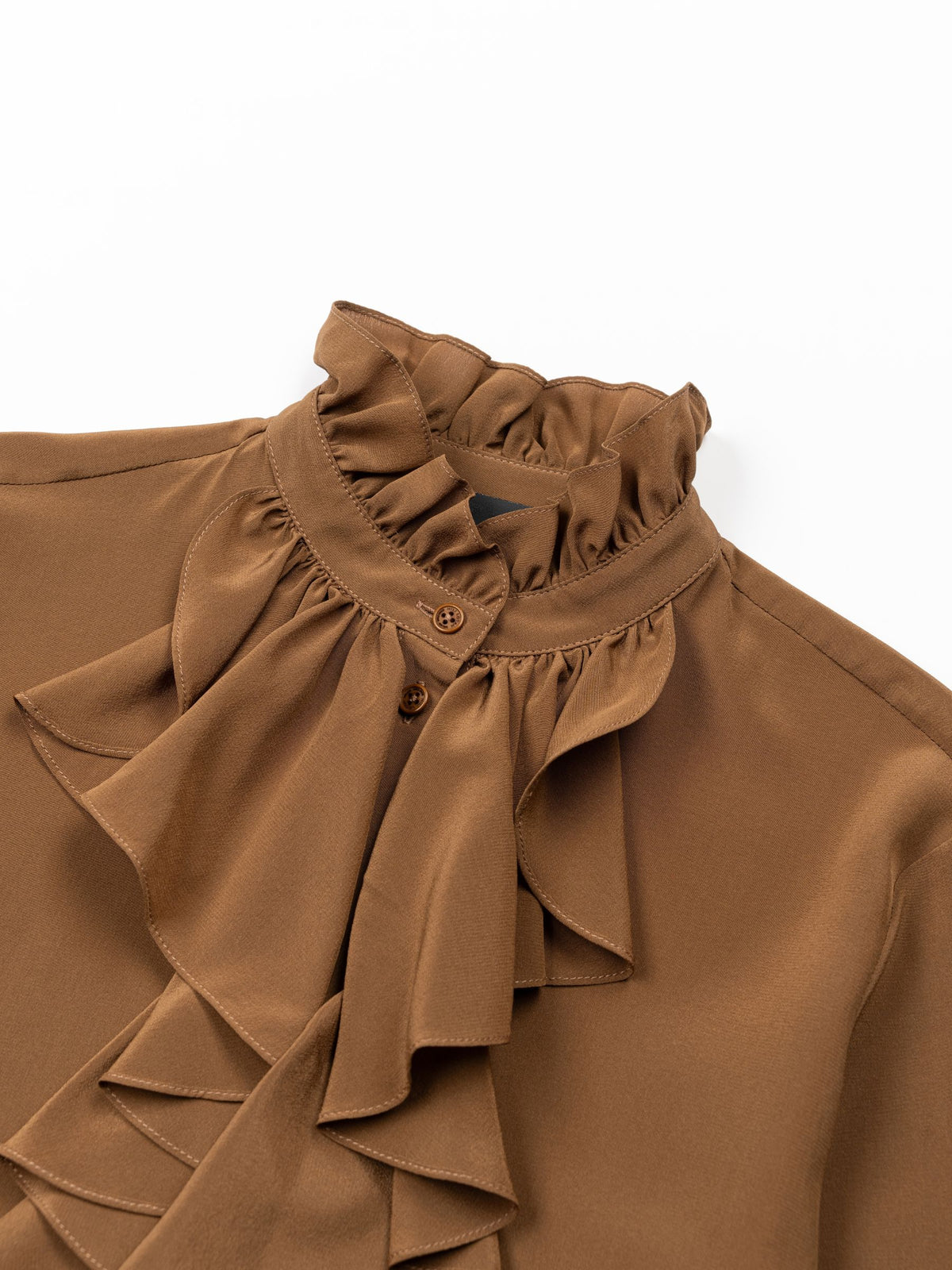 Nili Lotan Lily Volant Blouse Cognac