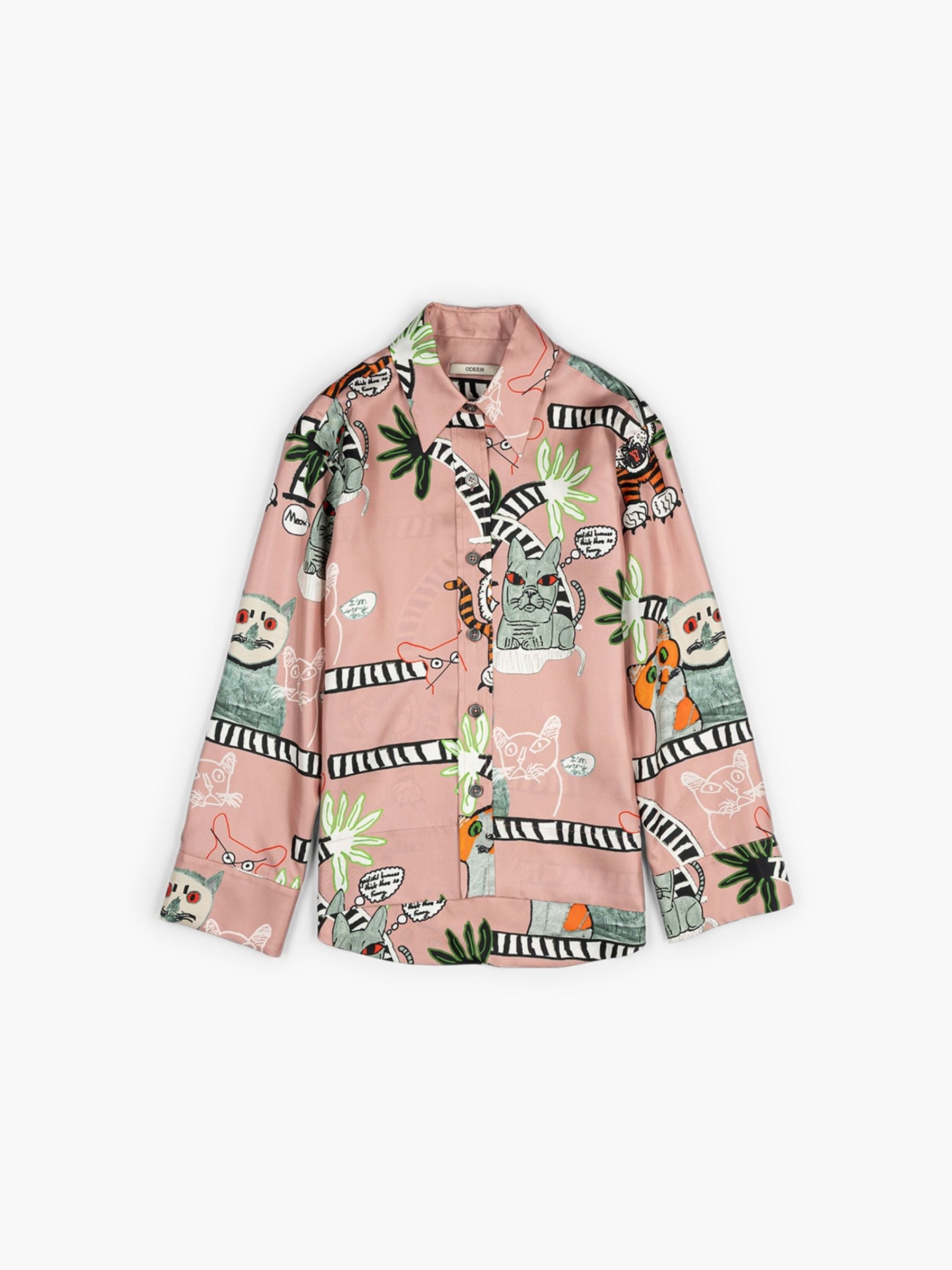 Odeeh Cats Tigers Silk Blouse Blush