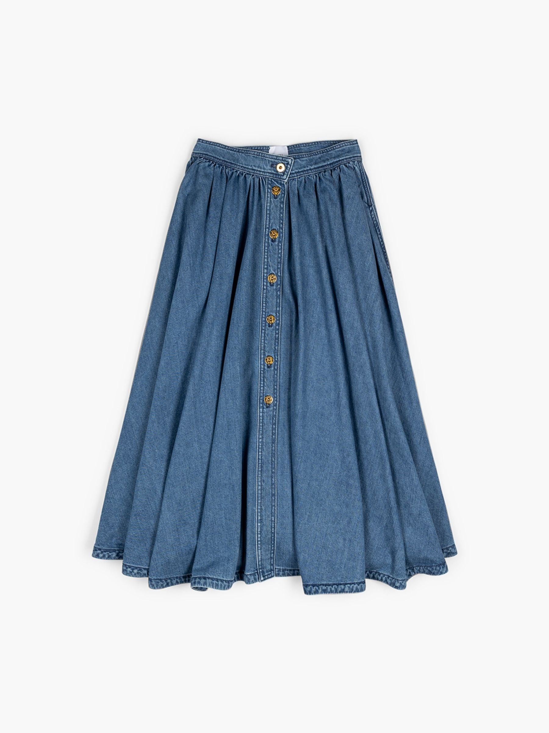 Patou Buttoned Maxi Skirt Heritage Blue Wash