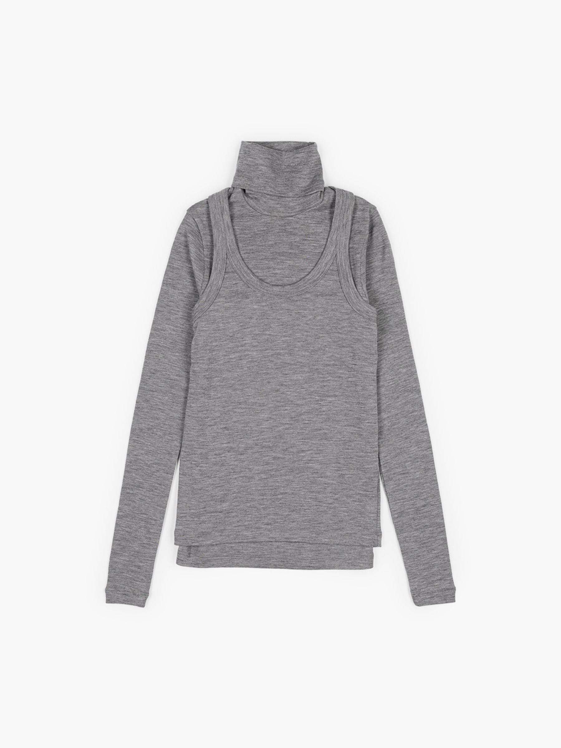 Rohe Double Layer Merino Jersey Longsleeve Top Mid Grey