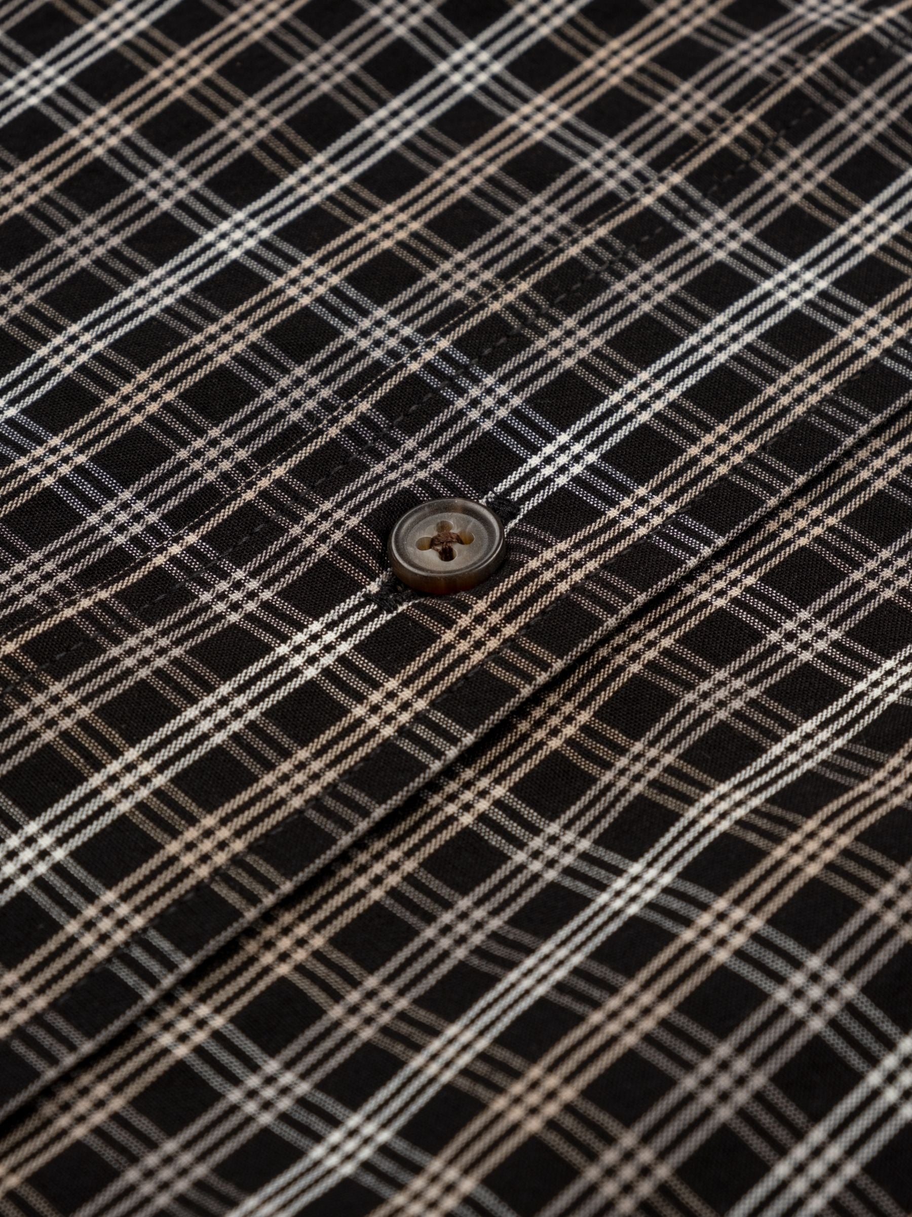 Rohe Shaped Check Shirt Black Brown Check