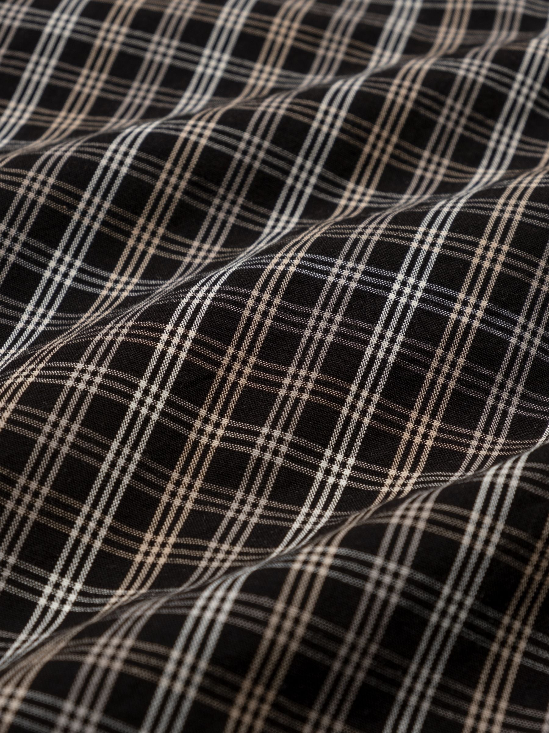 Rohe Shaped Check Shirt Black Brown Check