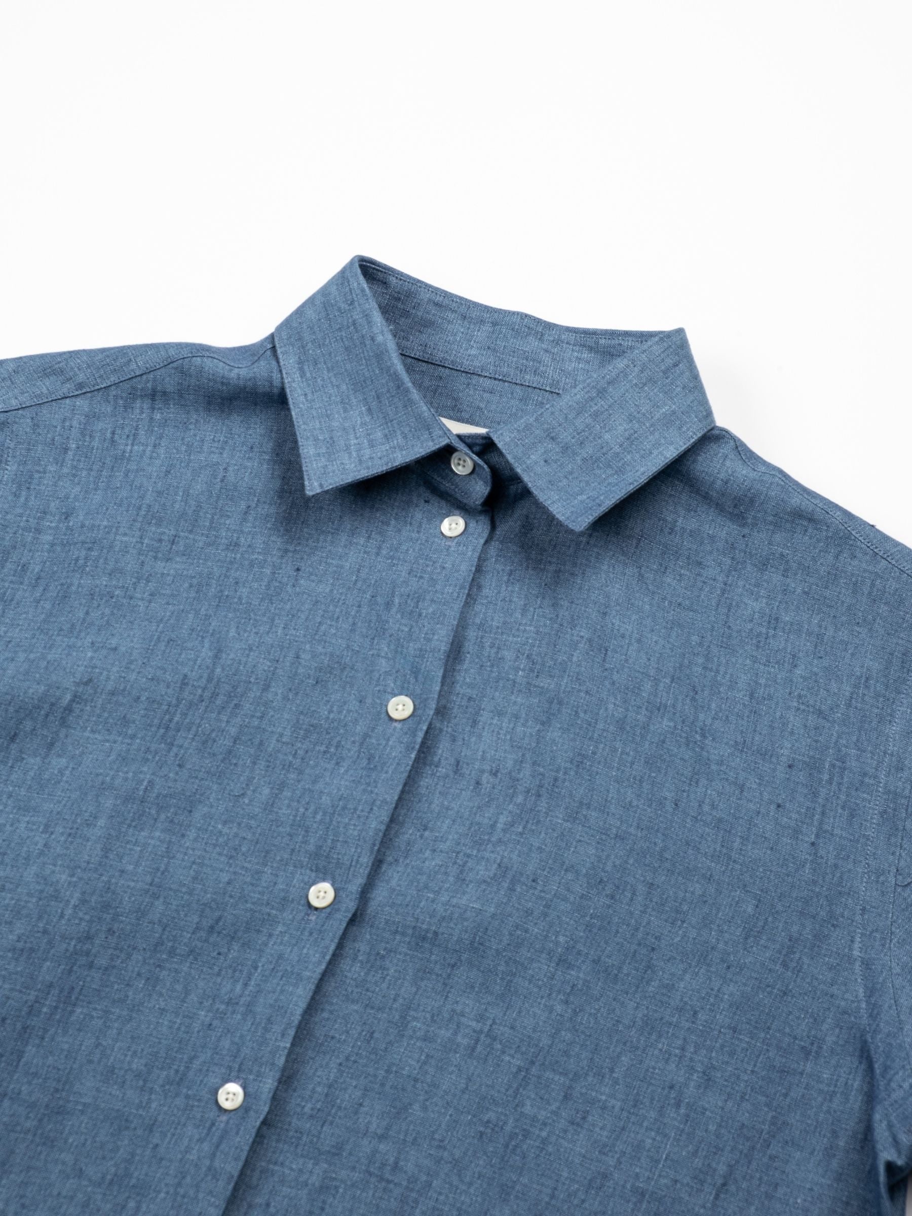 Rohe Slub Classic Chambray Linen Shirt Ocean Blue