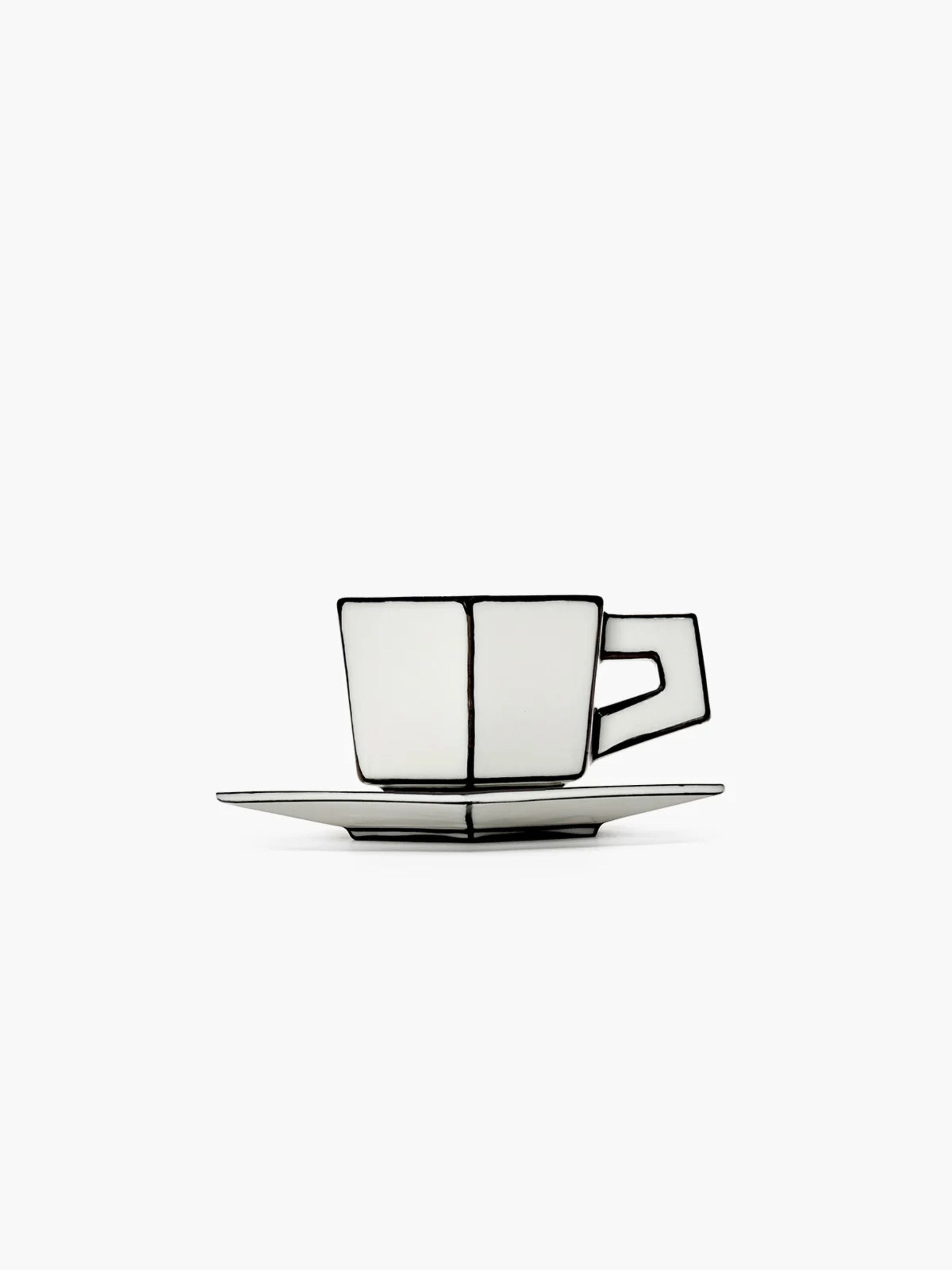 Serax Set of Two Espresso Cup Saucer Carte Blanche Philips White Black