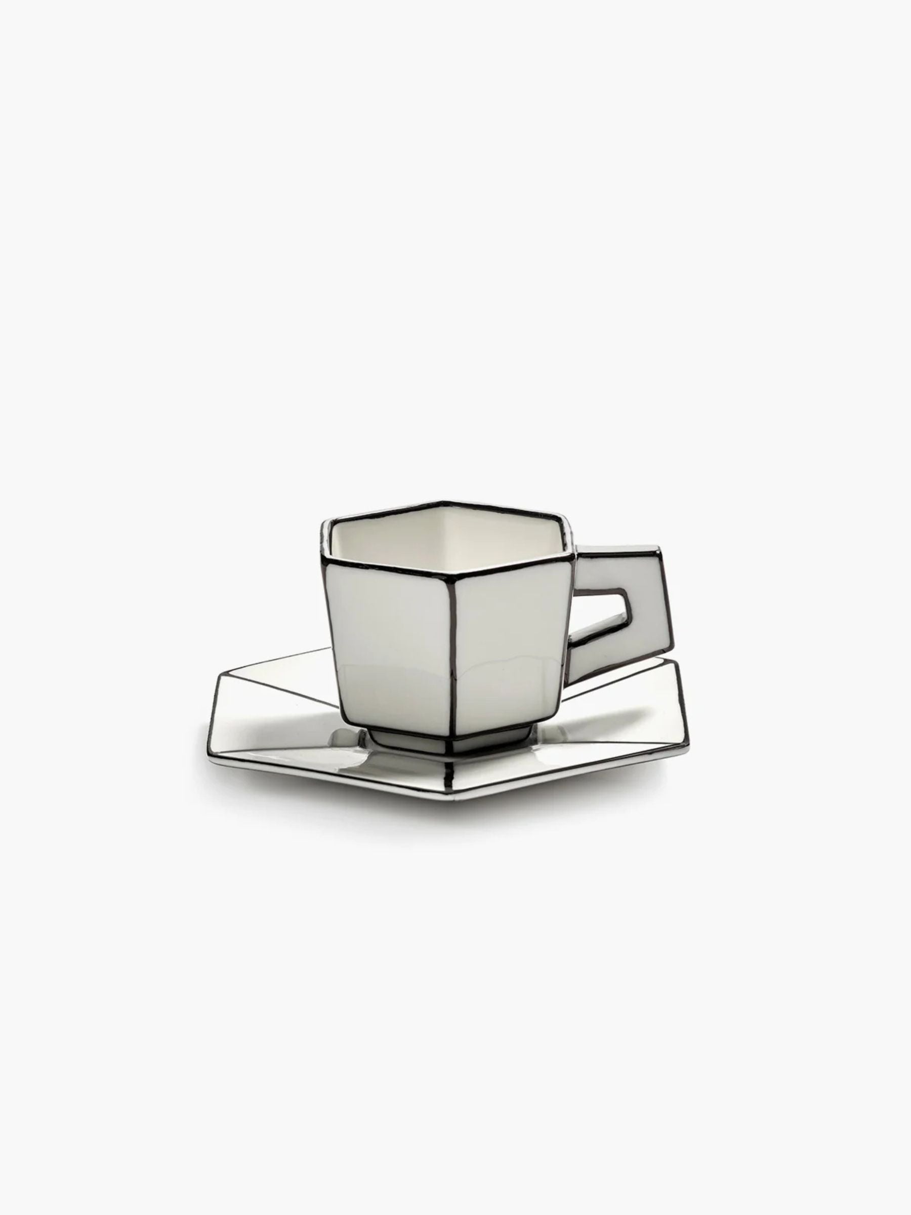 Serax Set of Two Espresso Cup Saucer Carte Blanche Philips White Black