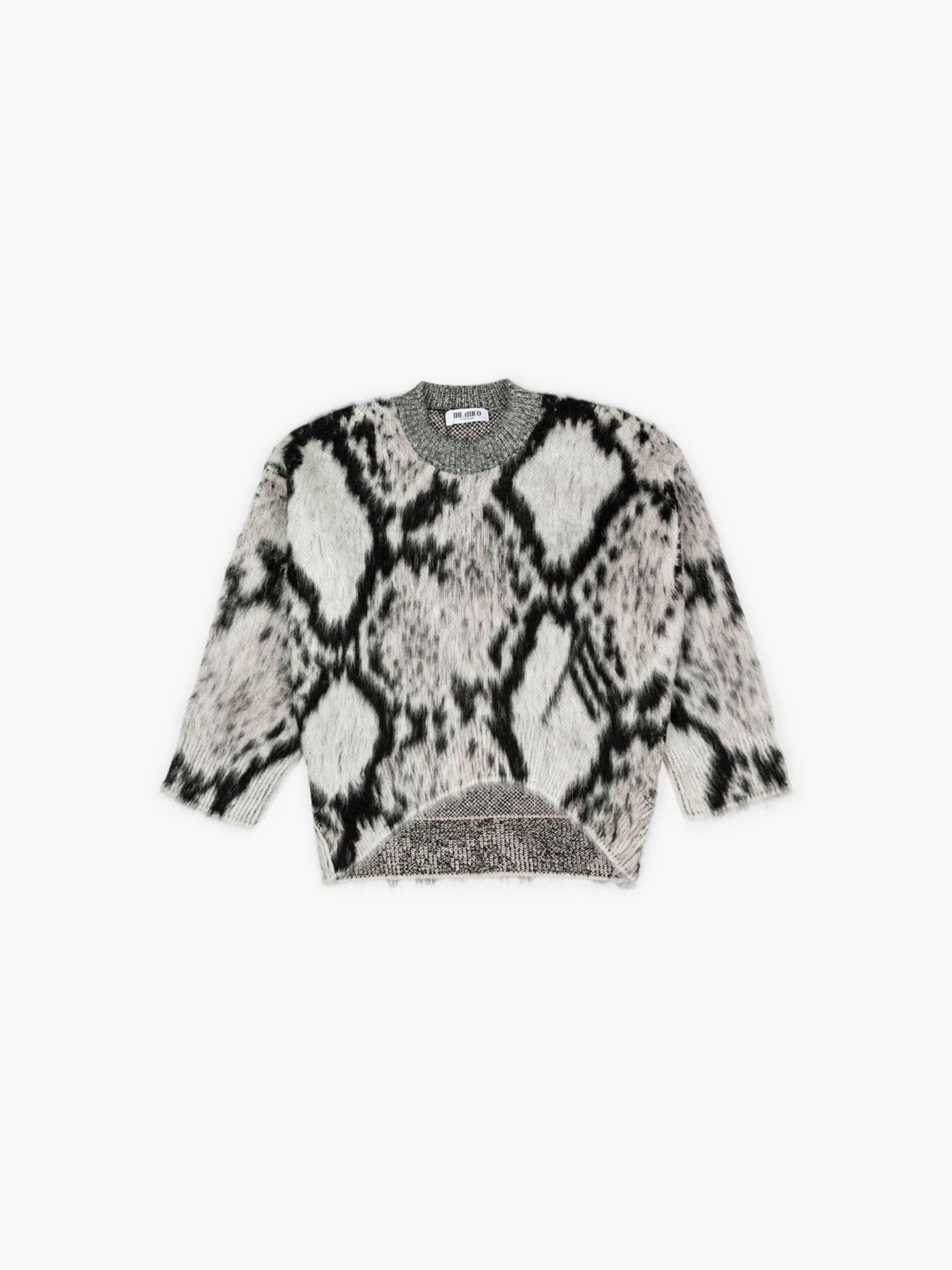 The Attico Brushed Python Wool Pullover White Black
