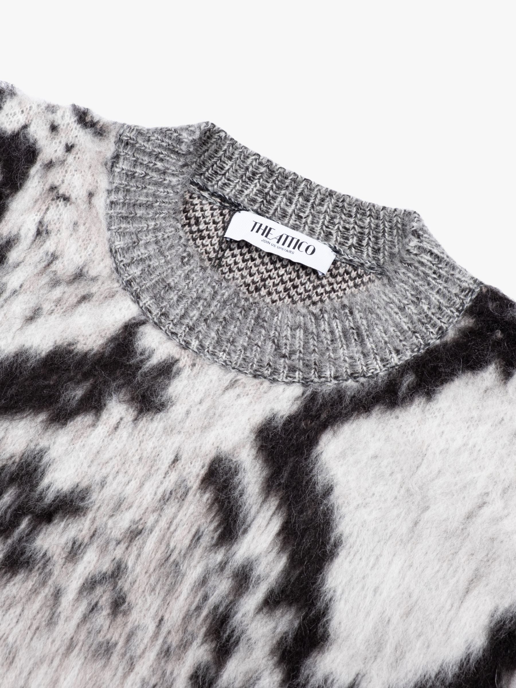 The Attico Brushed Python Wool Pullover White Black