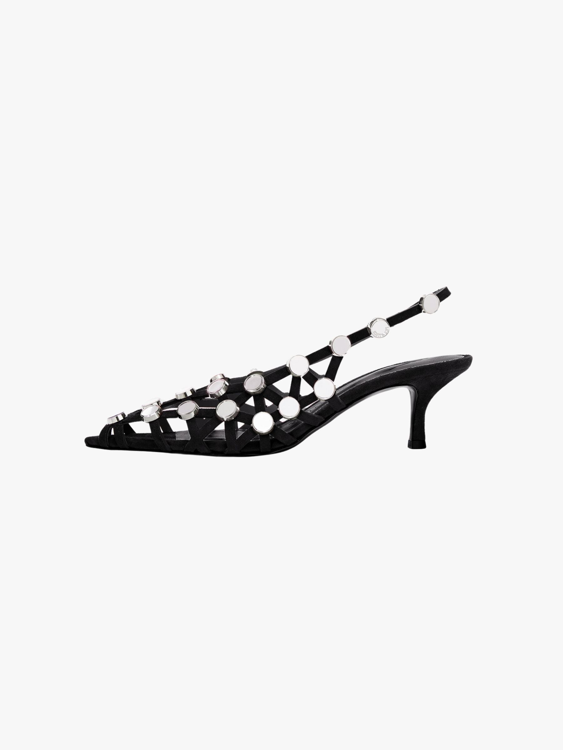 The Attico Grid Slingback Suede 50mm Black