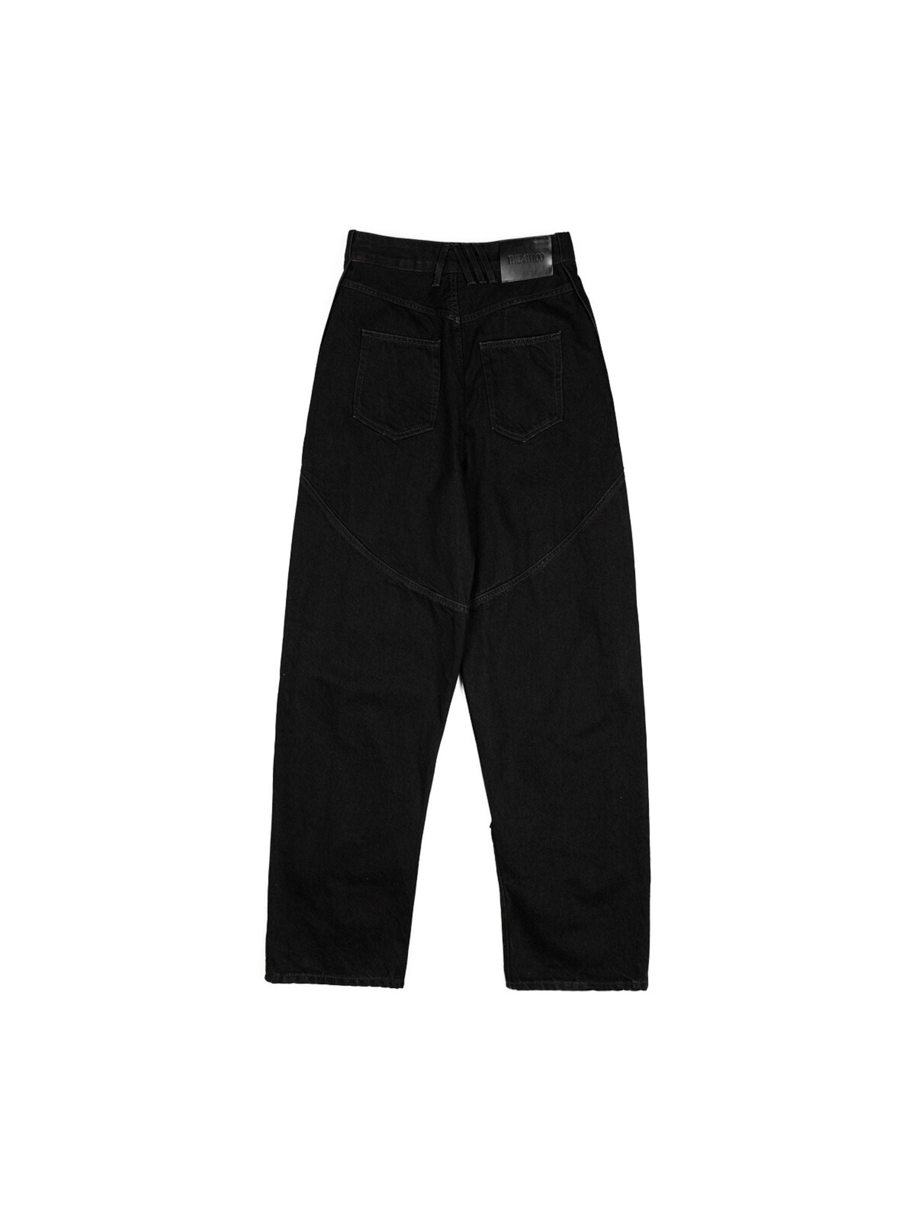 The Attico Strap Baggy Denim Pants Black
