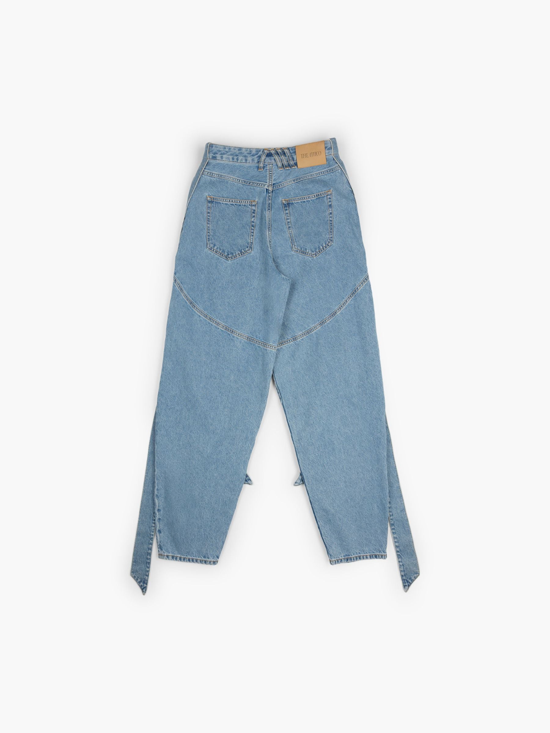 The Attico Strap Baggy Washed Denim Pants Sky Blue