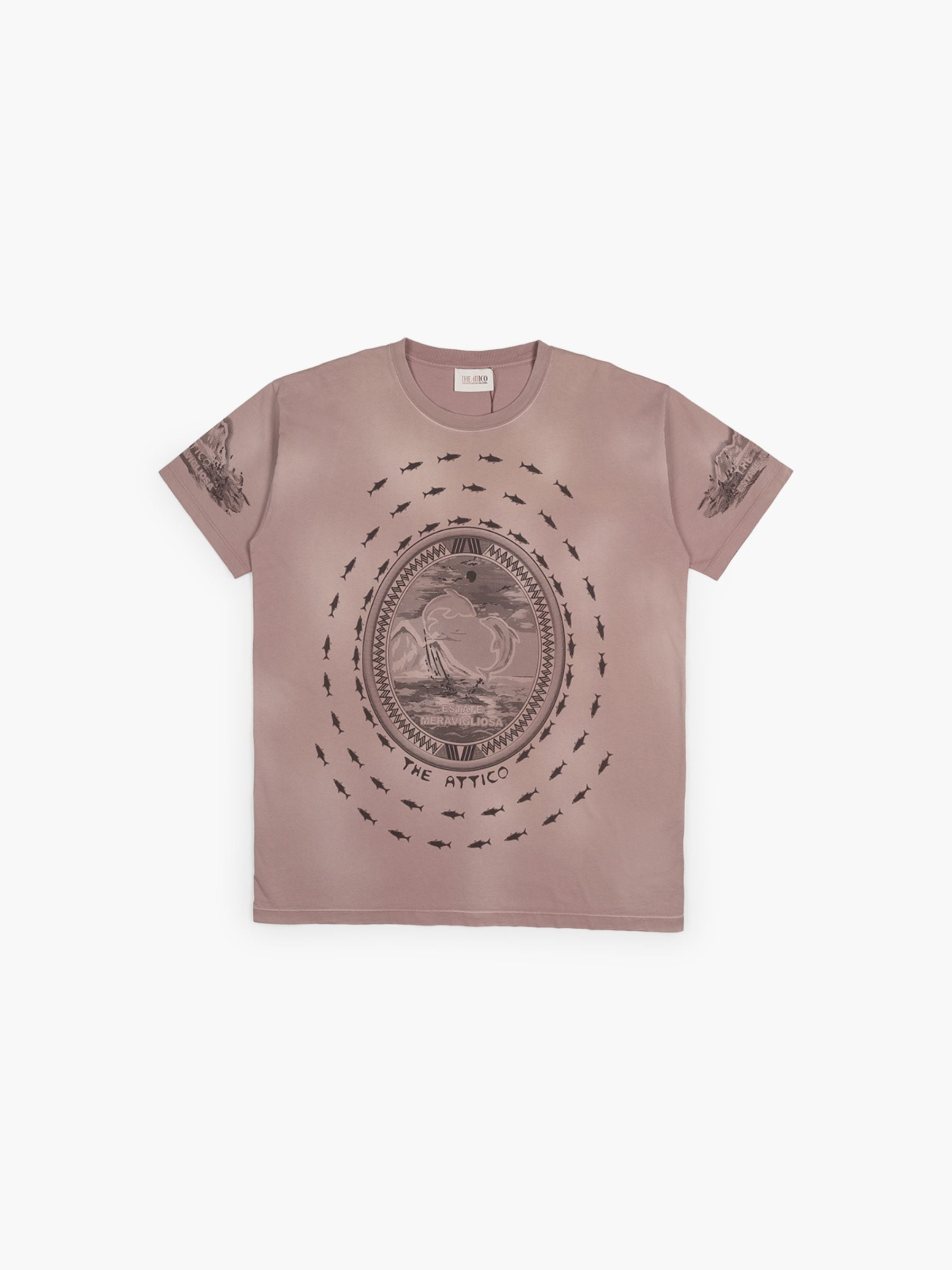 The Attico Tee Dolphin Print Faded Terracotta