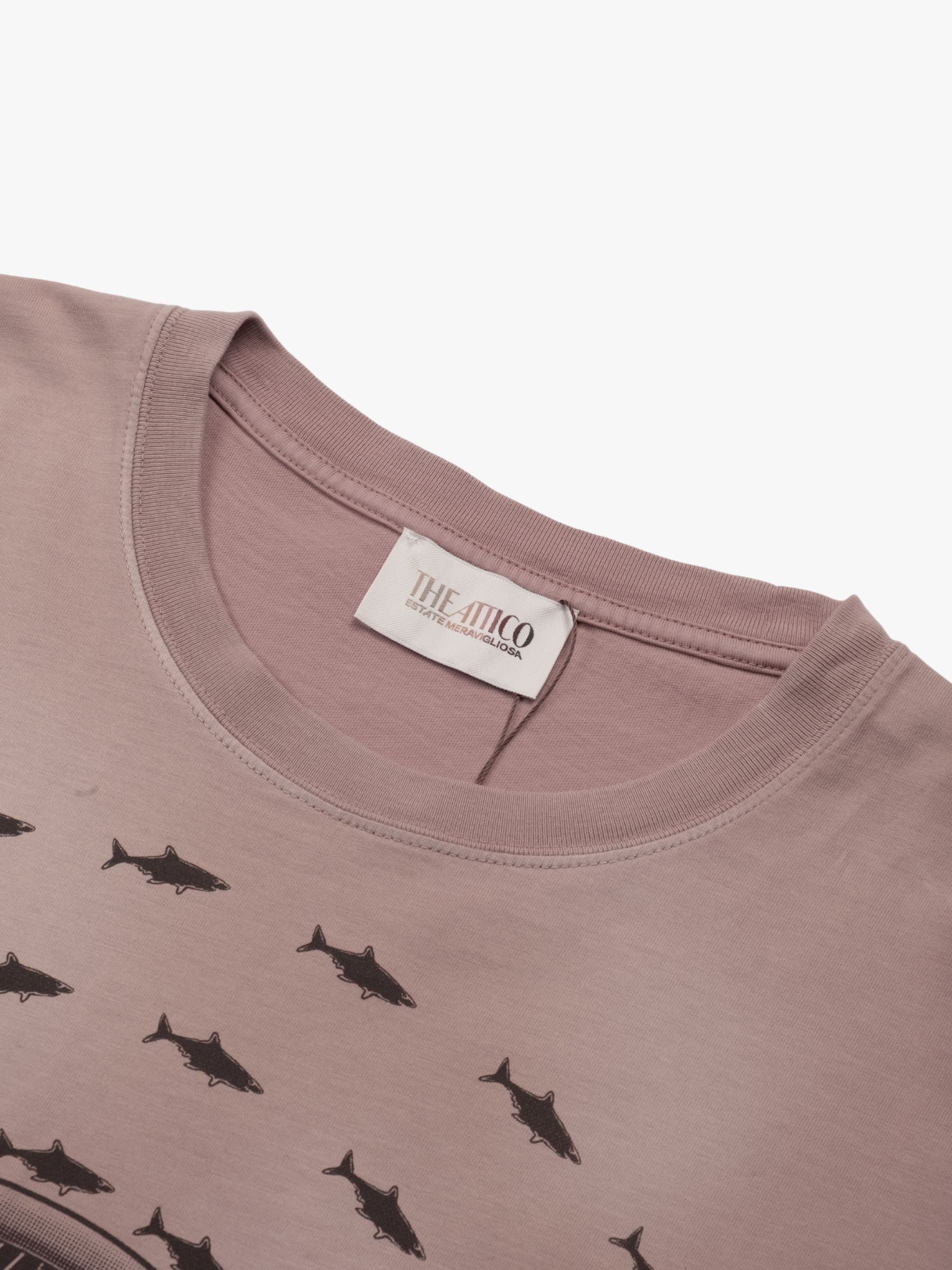 The Attico Tee Dolphin Print Faded Terracotta