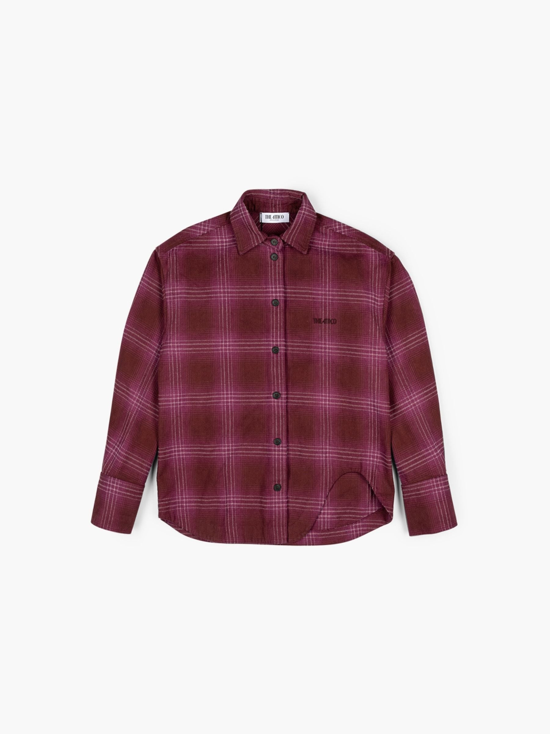 The Attico Wool Cotton Check Blouse Burgundy