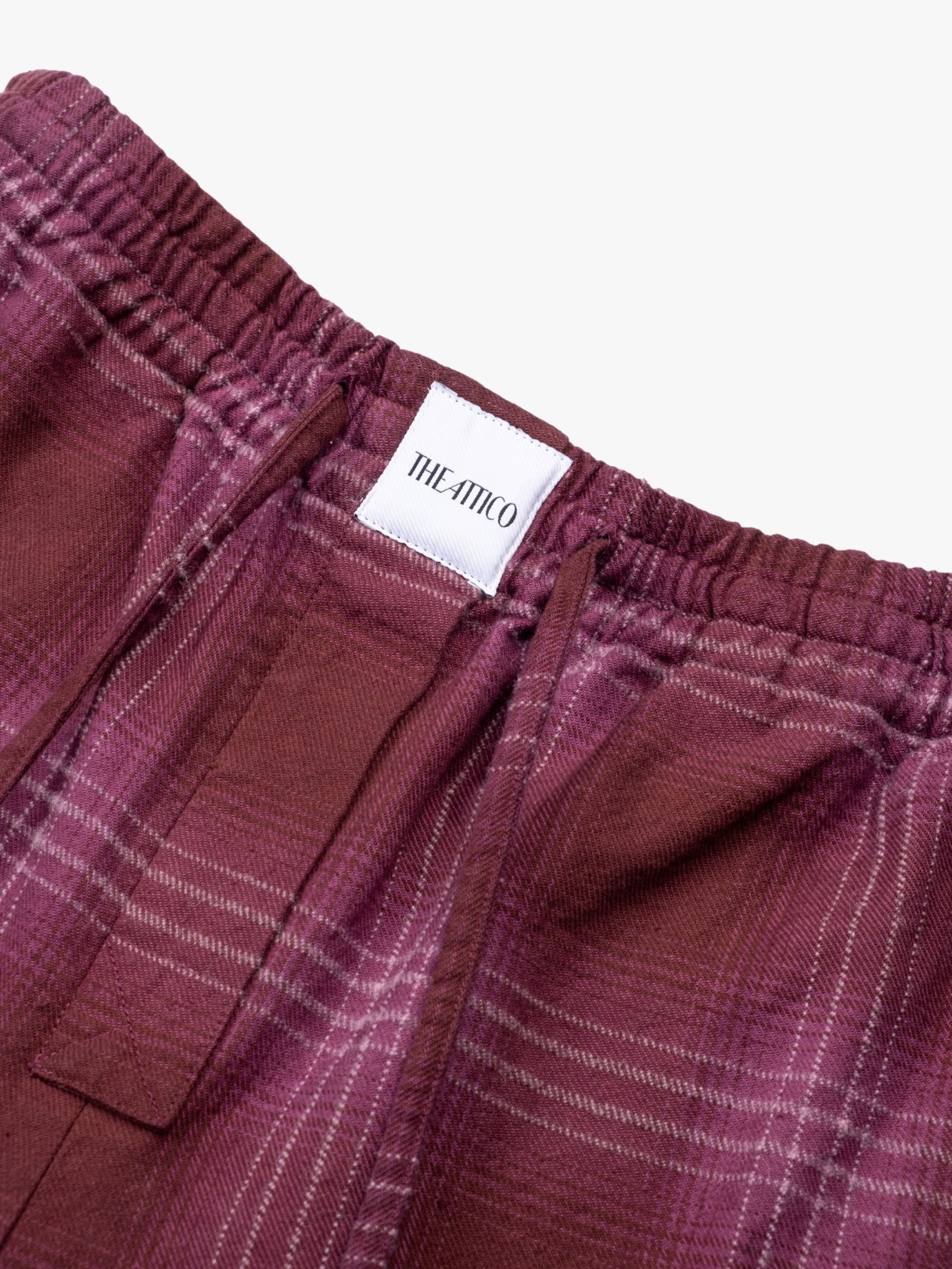 The Attico Wool Cotton Check Pant Burgundy