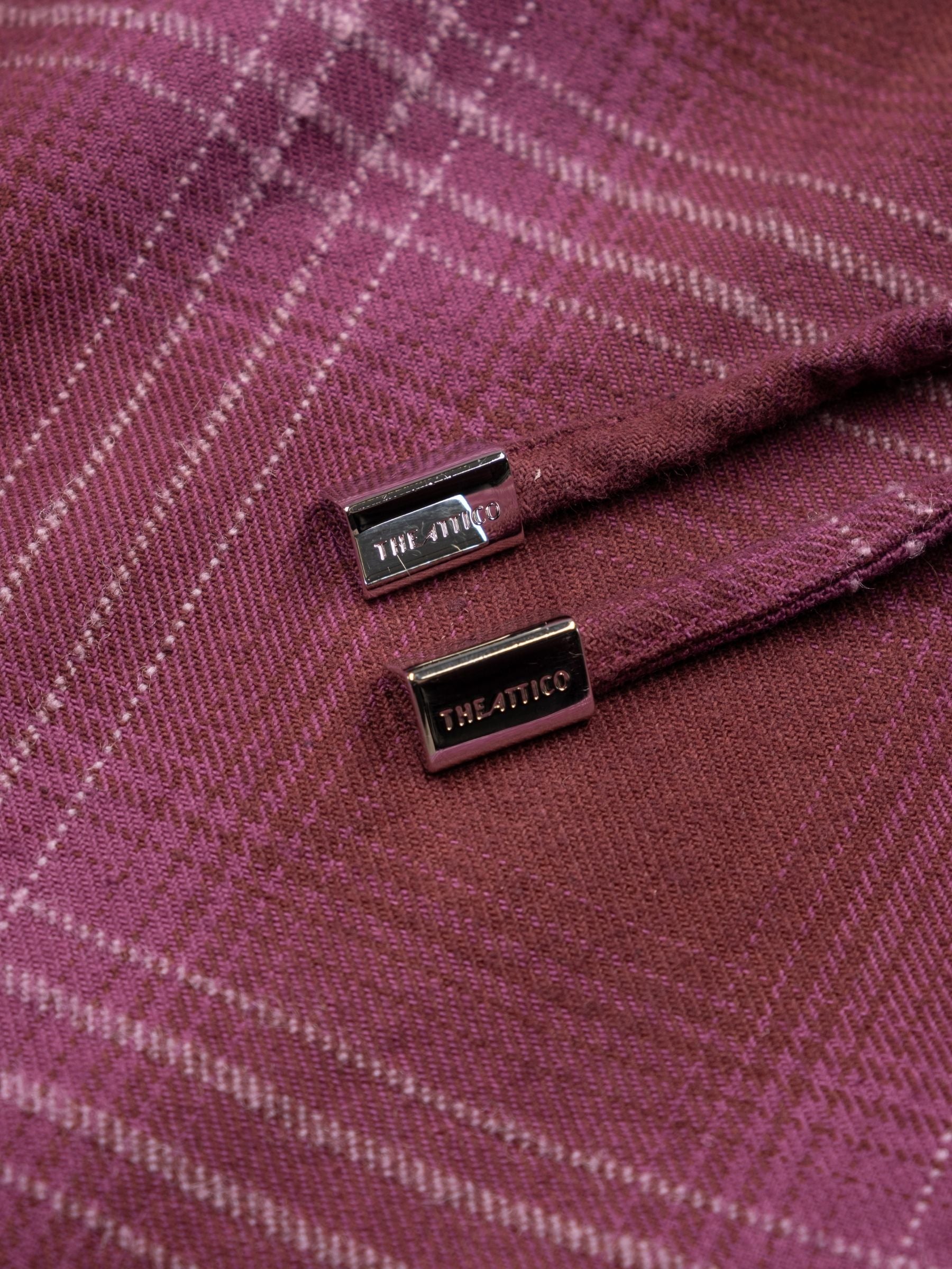 The Attico Wool Cotton Check Pant Burgundy