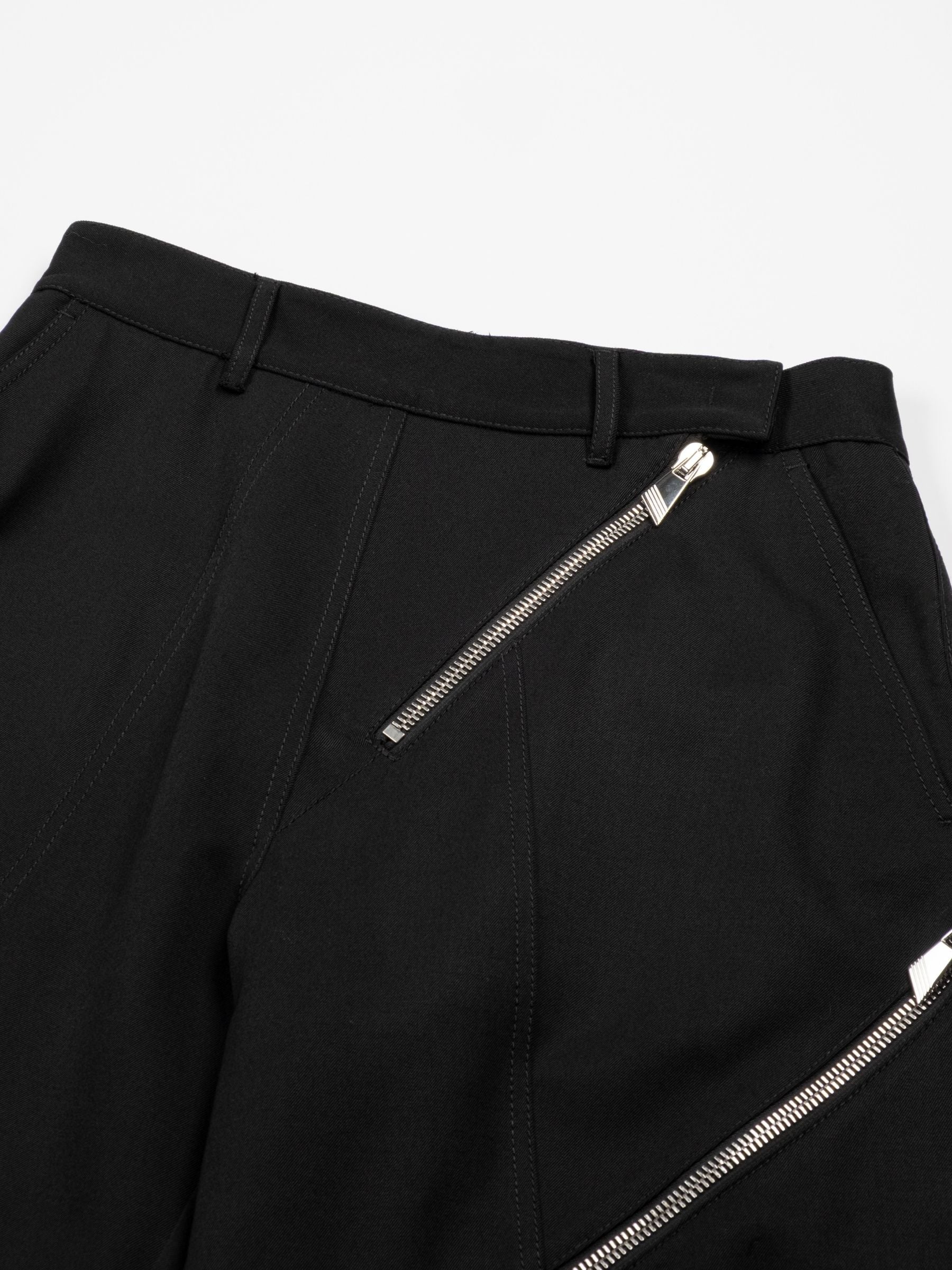 The Attico Wool Gabardine Zippered Pants Black