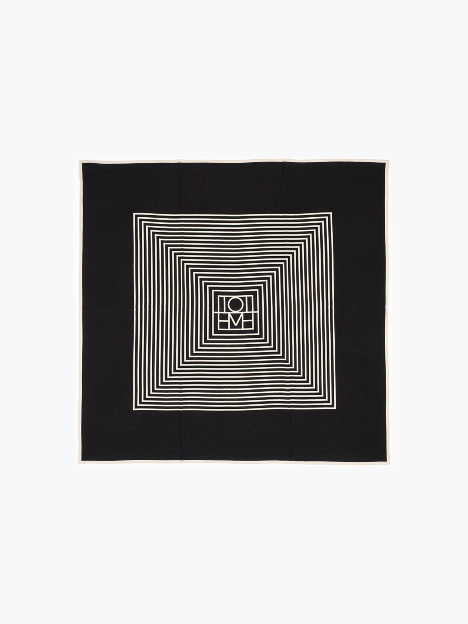 Toteme Centered Monogram Silk Scarf Black