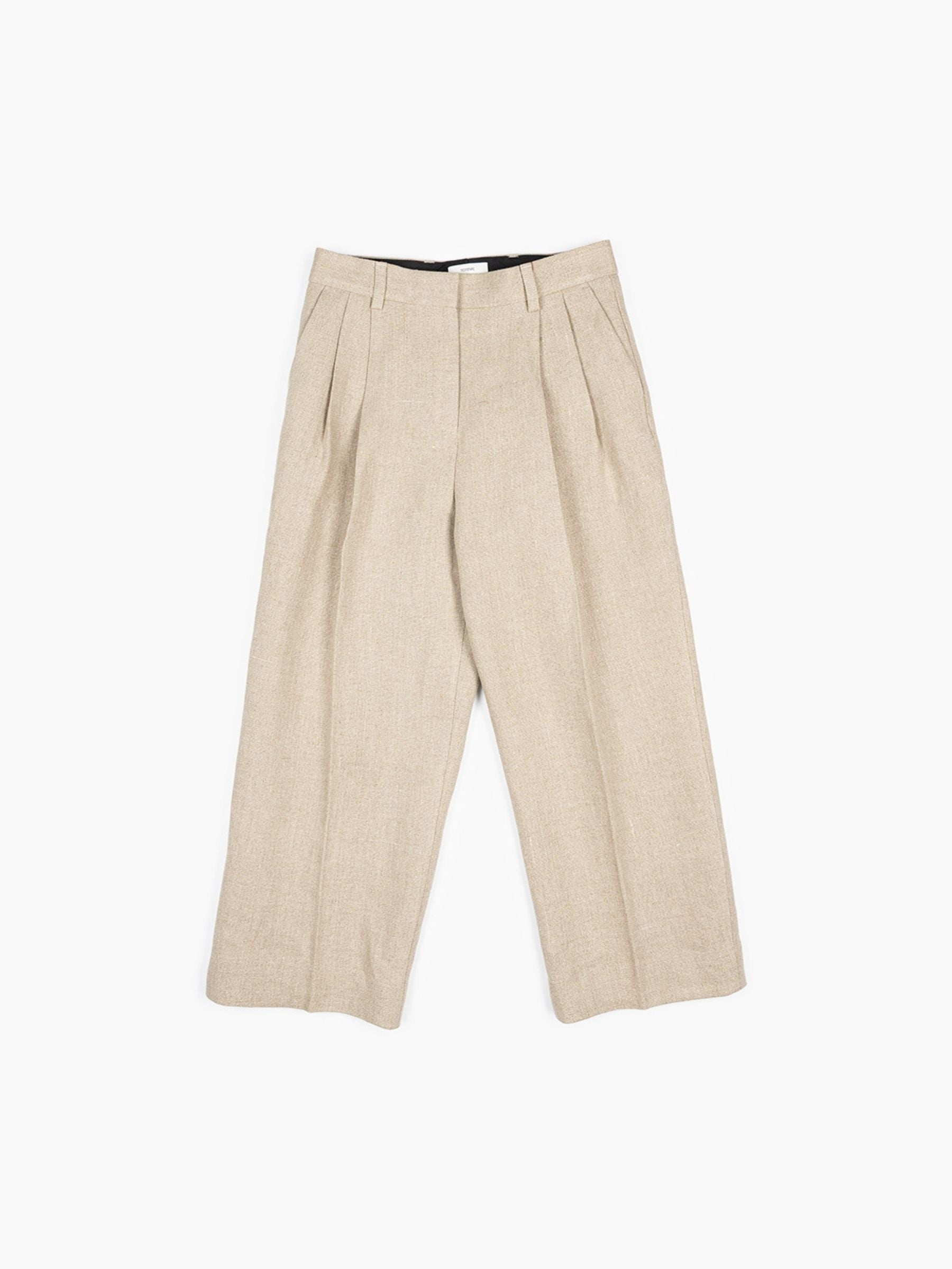 Toteme Double Pleat Linen Trousers Beige