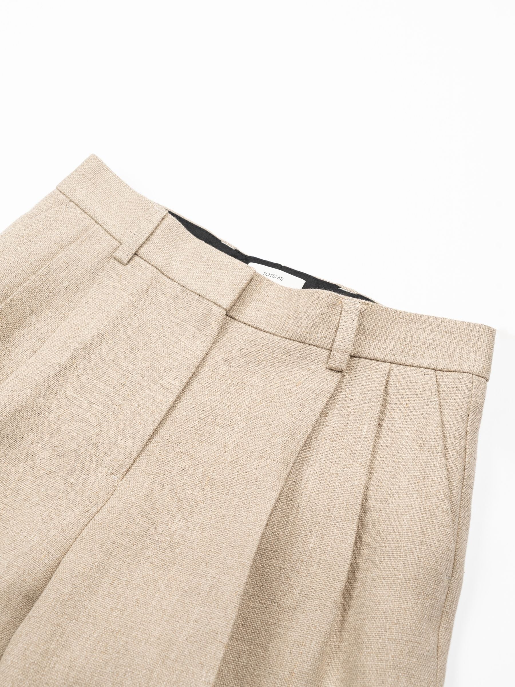 Toteme Double Pleat Linen Trousers Beige