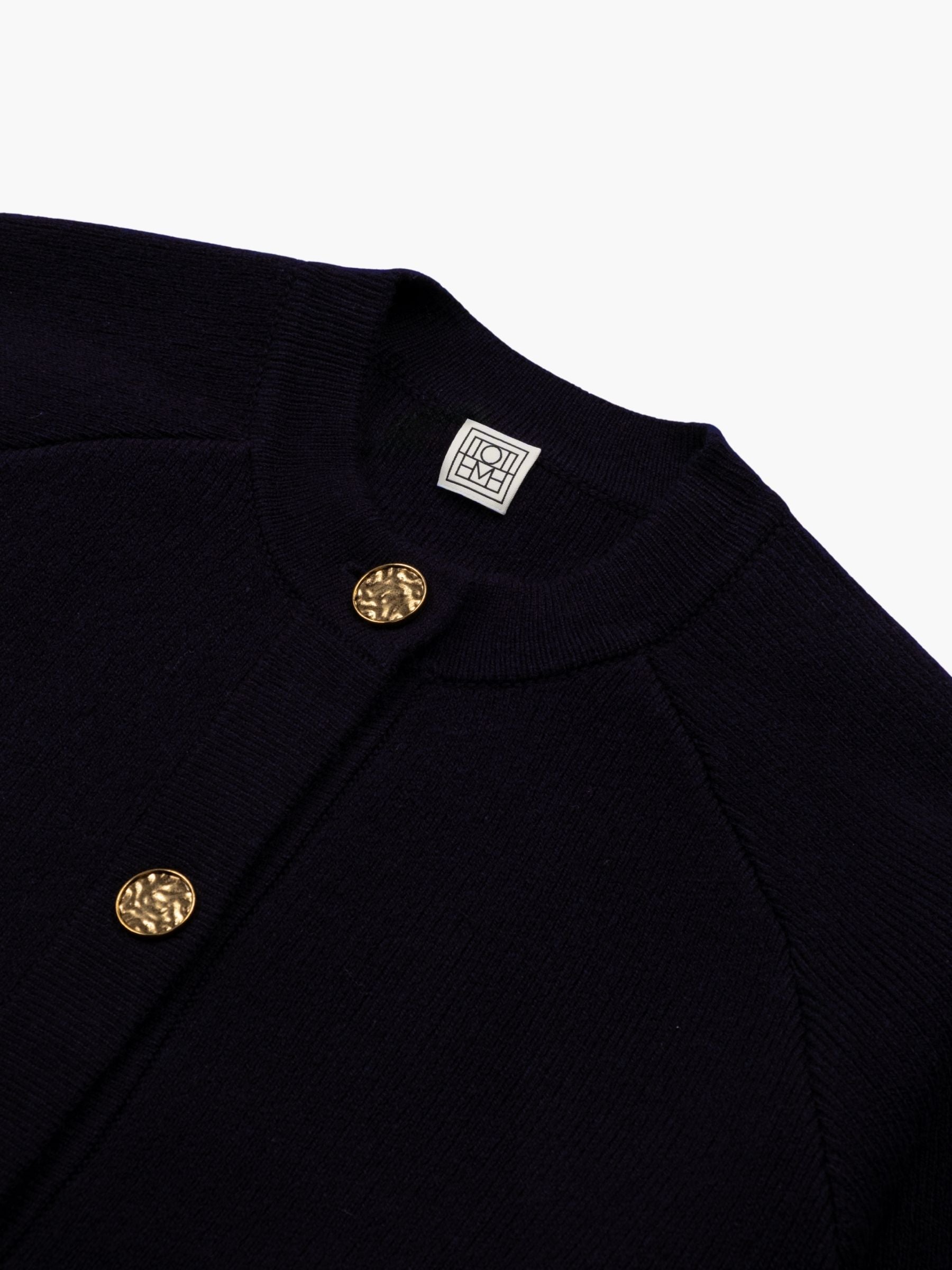 Toteme Hammered Button Cardigan Navy