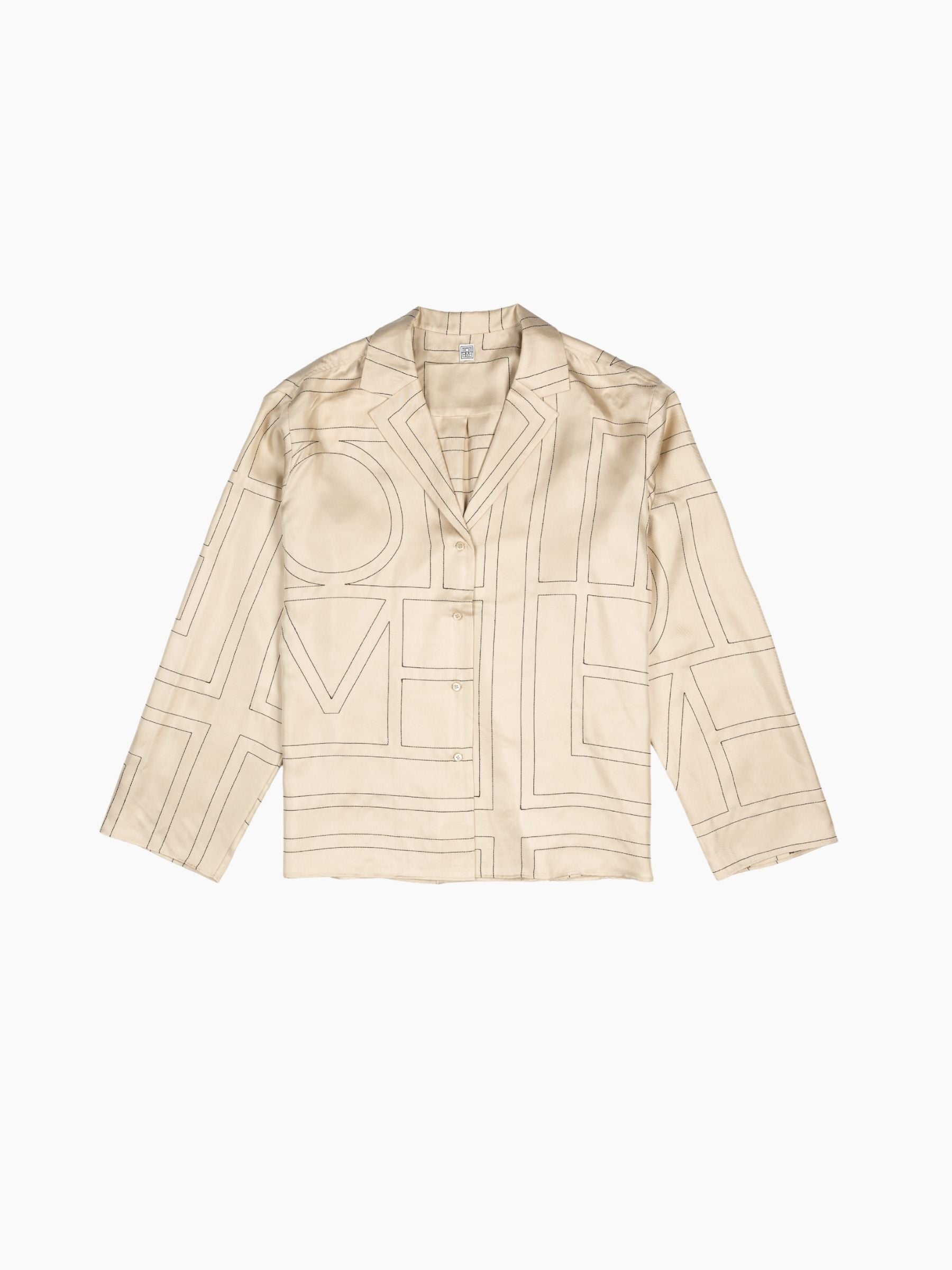 Toteme Monogram Silk Pj Blouse Ivory