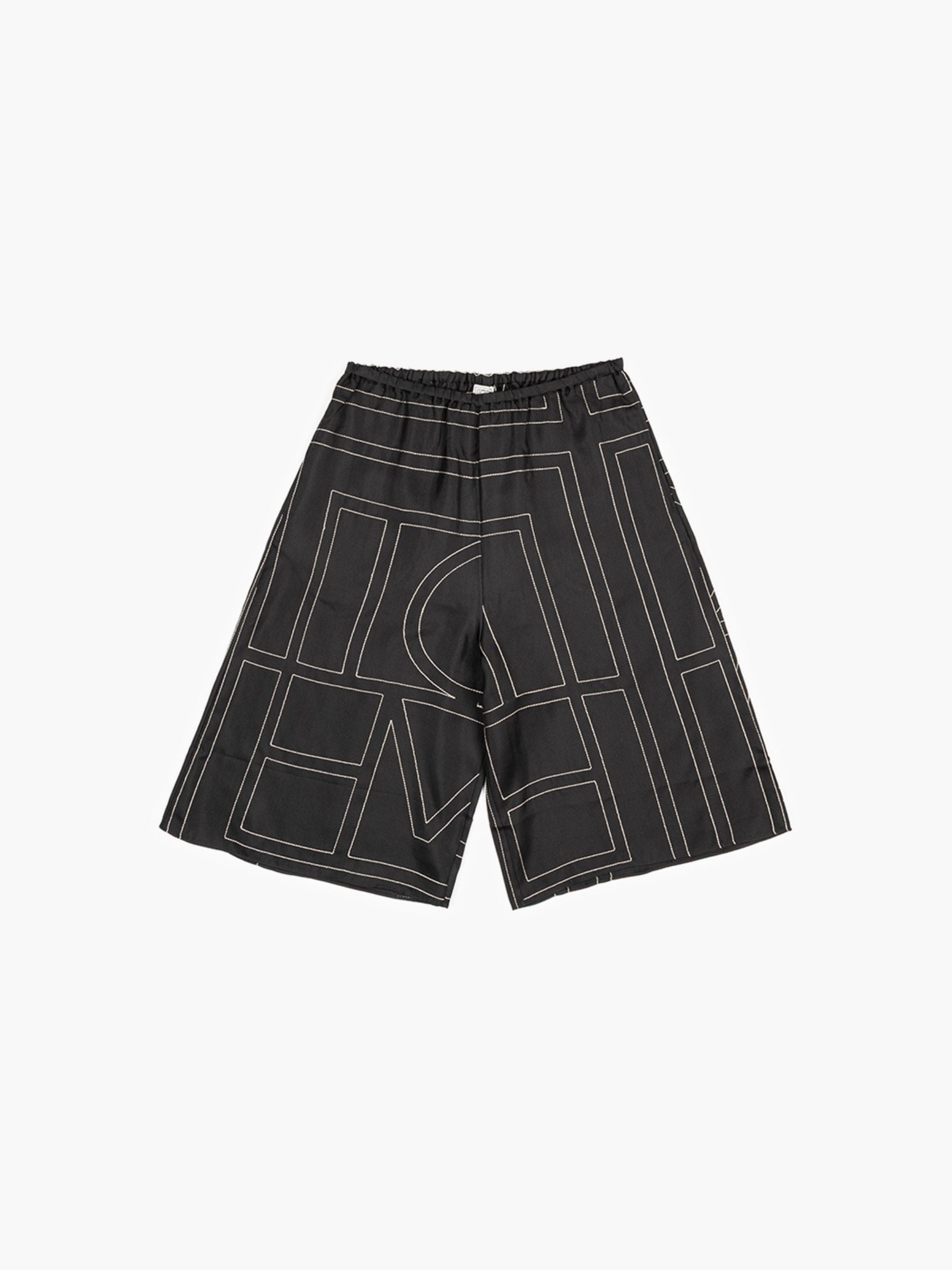 Toteme Monogram Silk Pj Culotte Black