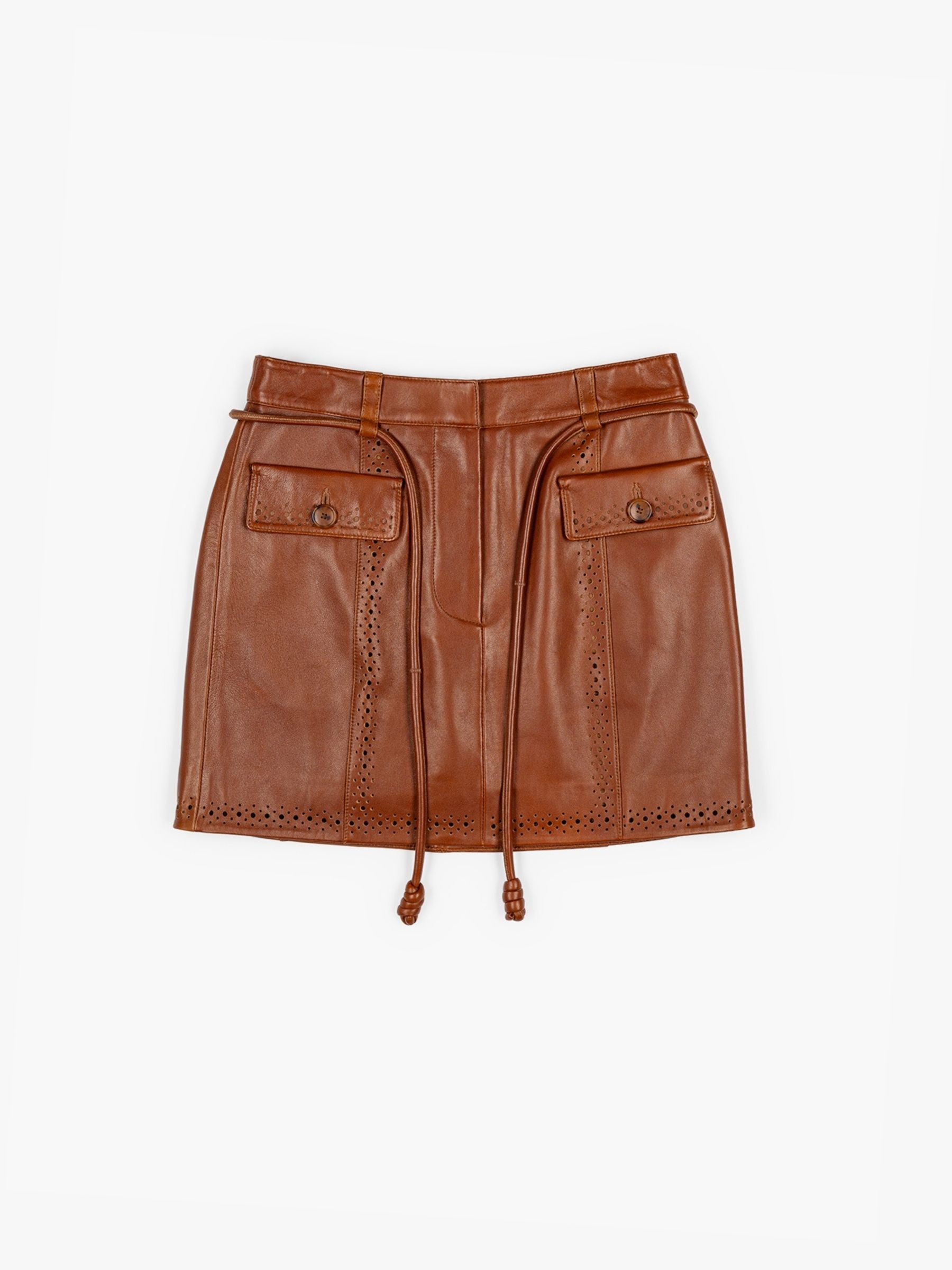 Ulla Johnson Luna Leather Mini Skirt Wenge