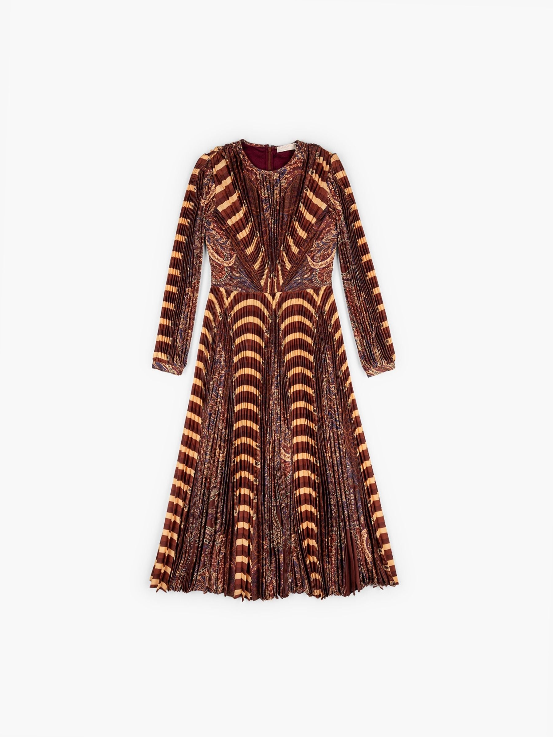 Ulla Johnson Sarai Pleated Long Sleeve Midi Dress Topaz