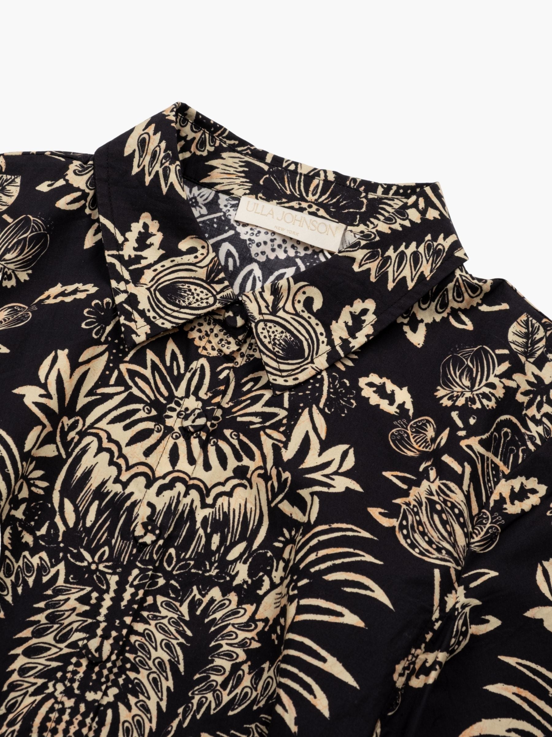 Ulla Johnson Taliah Long Sleeve Mini Dress Noir Flora