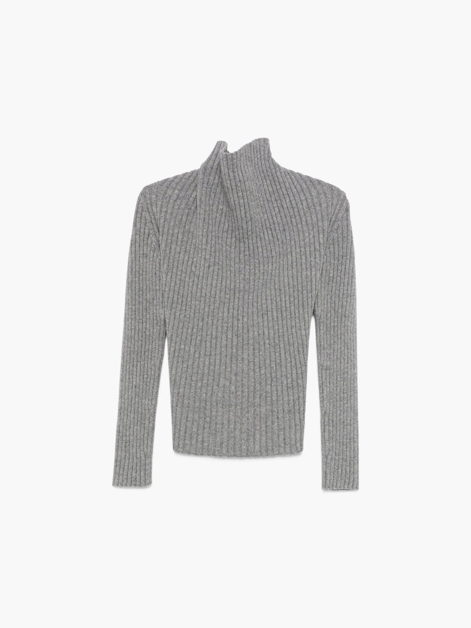 Victoria Beckham Draped Rib Jumper Grey Melange