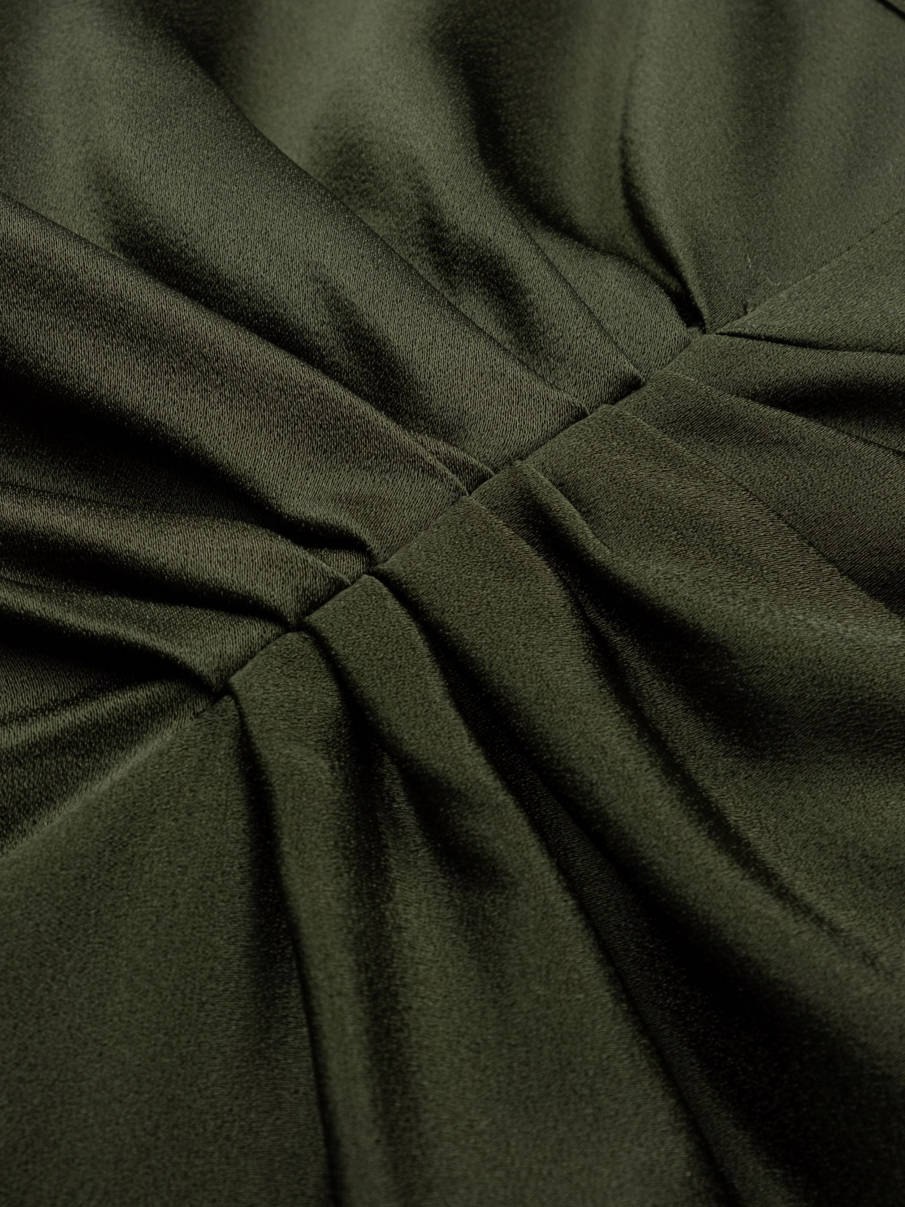 Victoria Beckham Gathered Waist Midi Skirt Dark Olive